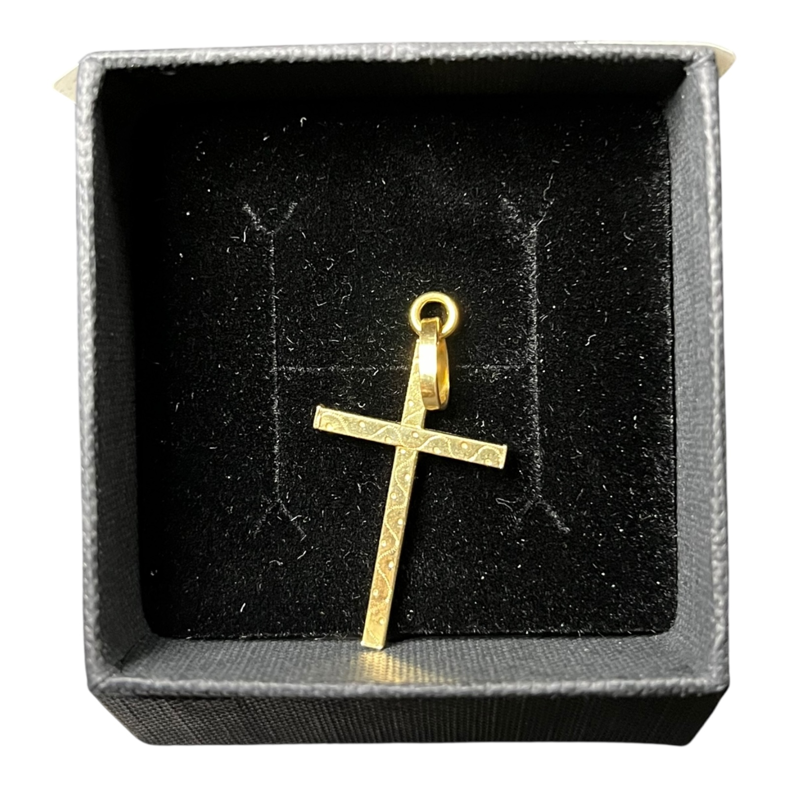 Product photo for 18ct Gold Cross Pendant with Pattern – Hallmarked No Chain