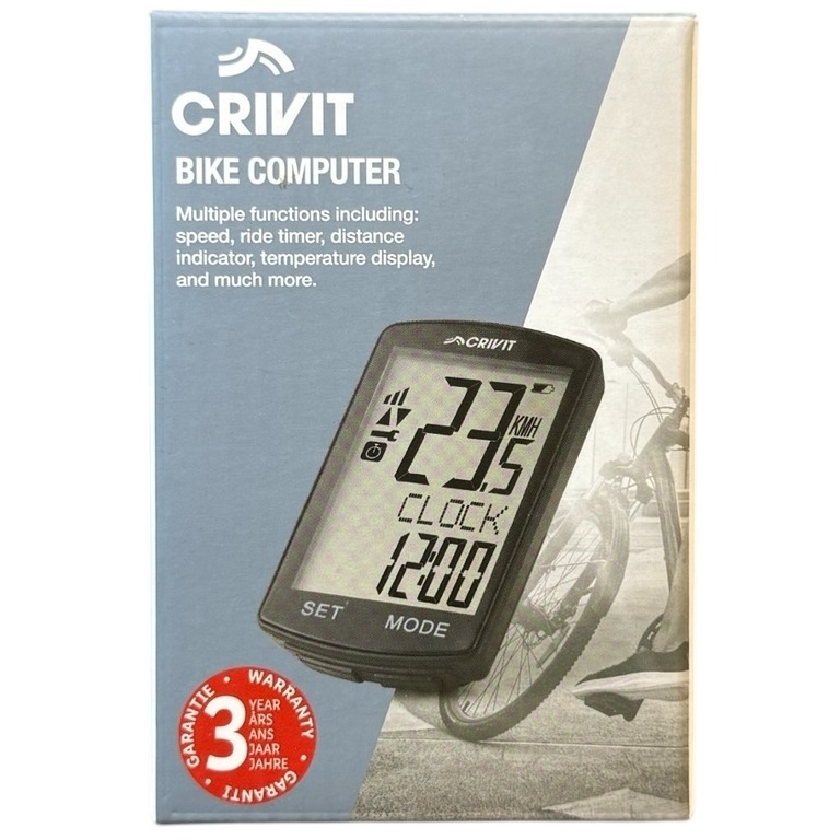 Product photo for New: Crivit Bike Computer - Speed, Distance, Temp, Time + More