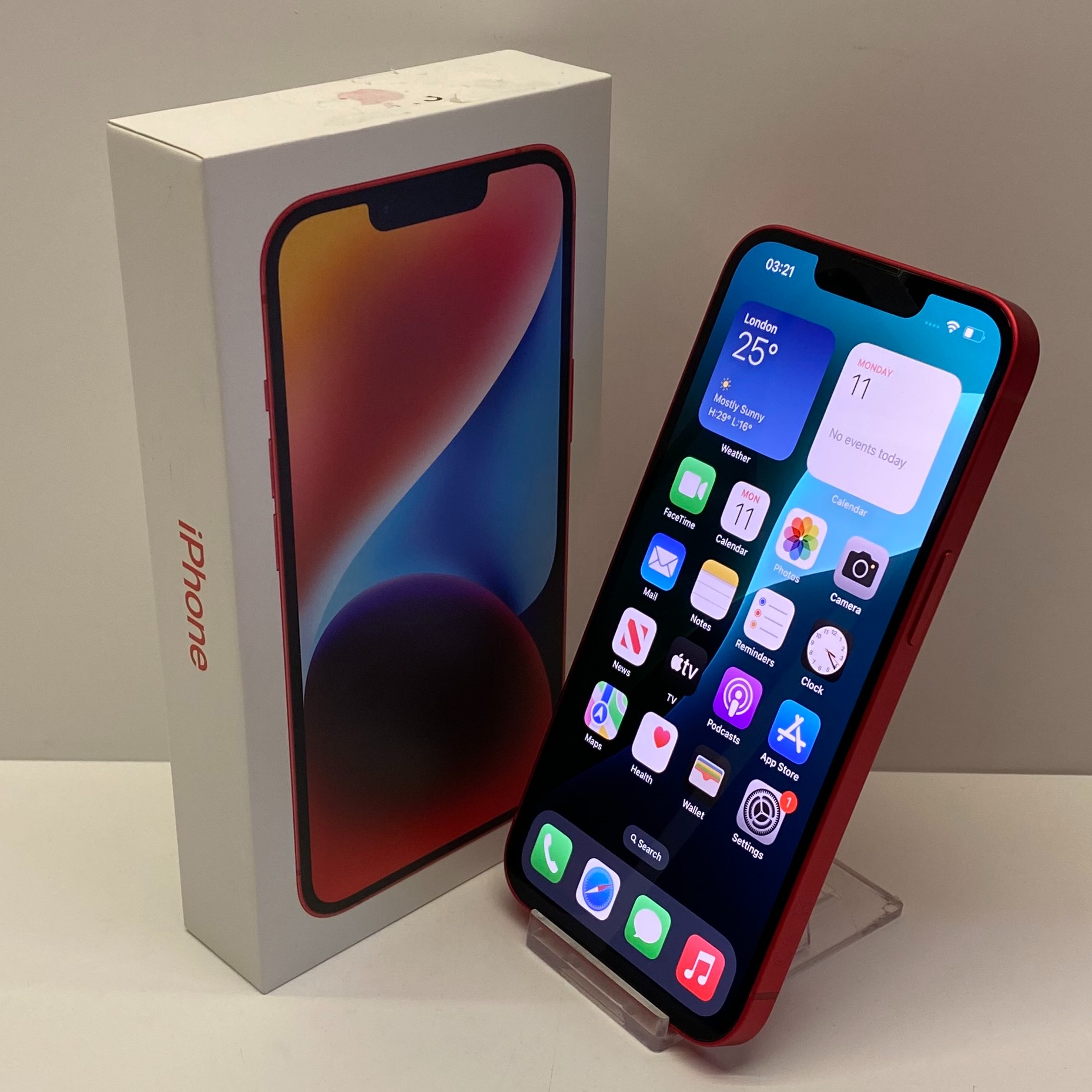Product photo for Apple iPhone 14 Unlocked Model A2882 128GB in Red Boxed