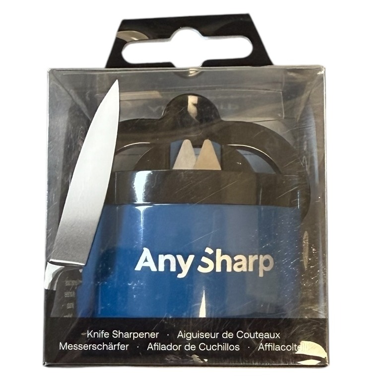 Product photo for New: Any Sharp Knife Sharpener - Hands Free W/ Suction Cup (Blue)