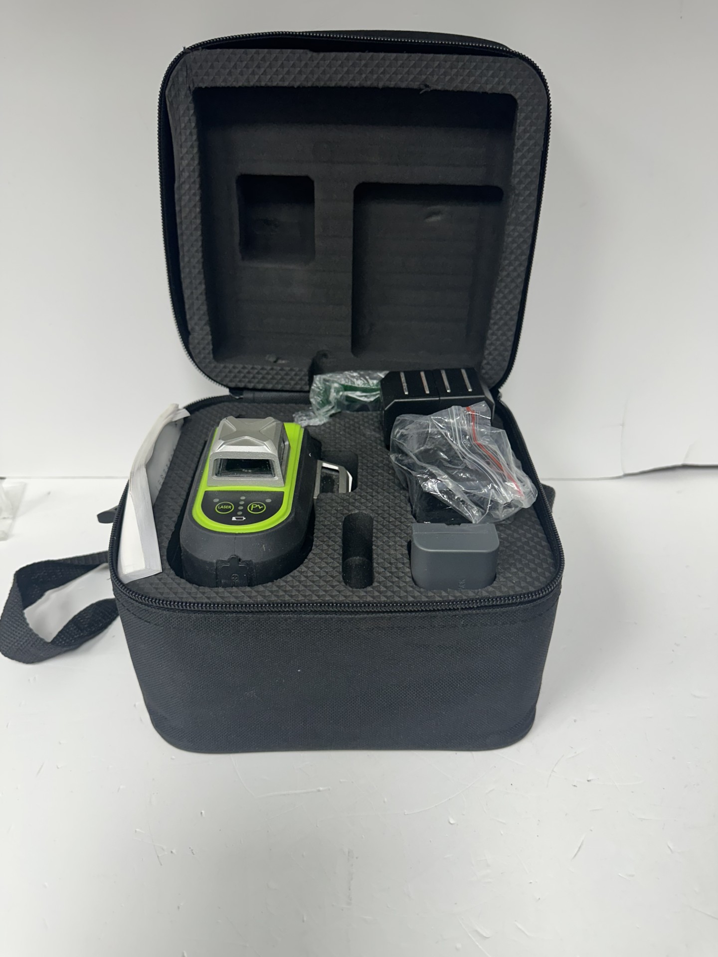 Product photo for lazer level in case green unboxed