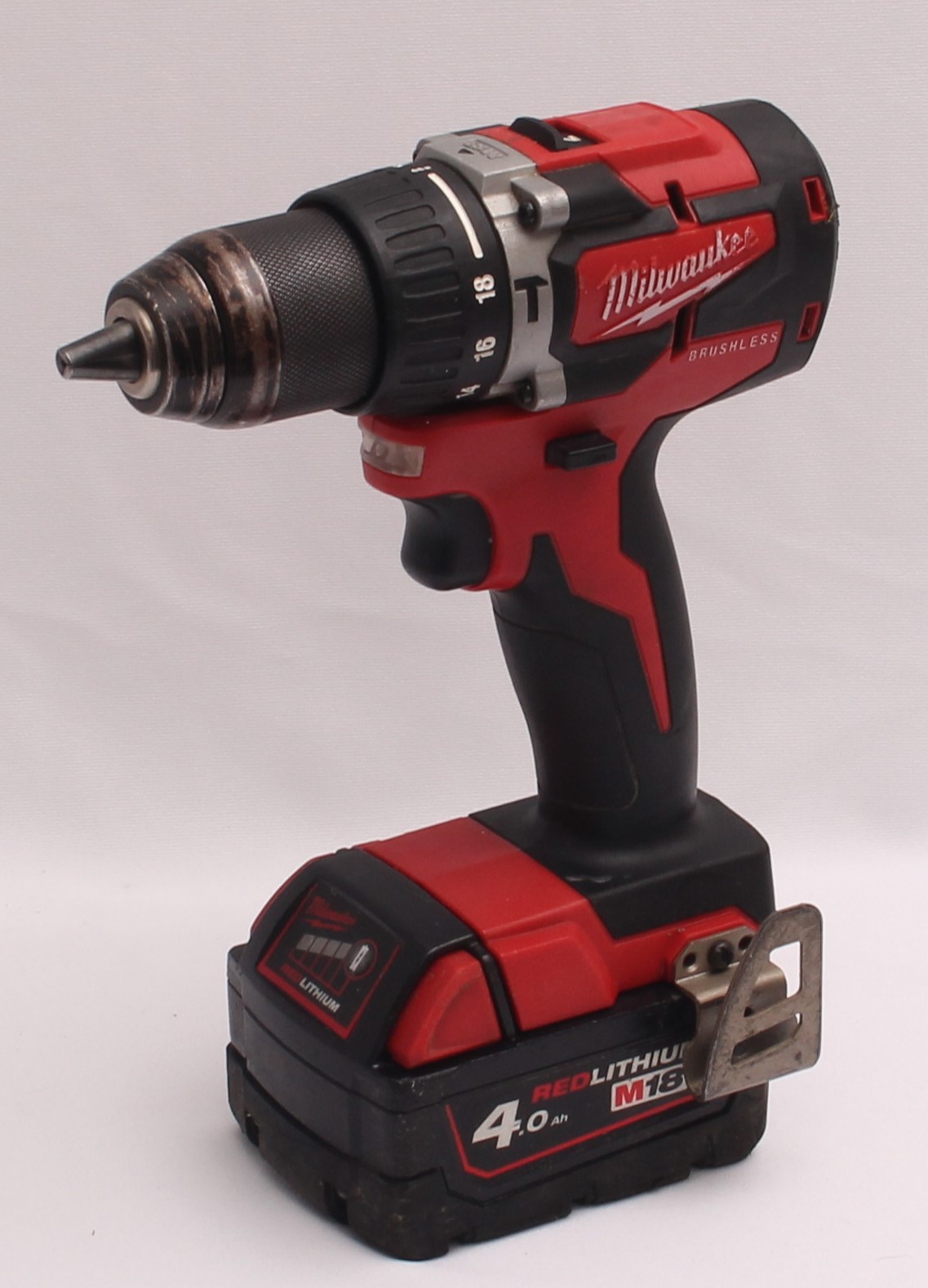 Product photo for Milwaukee M18 CBLPD 18v Brushless Combi Drill & 4.0ah Battery (U)