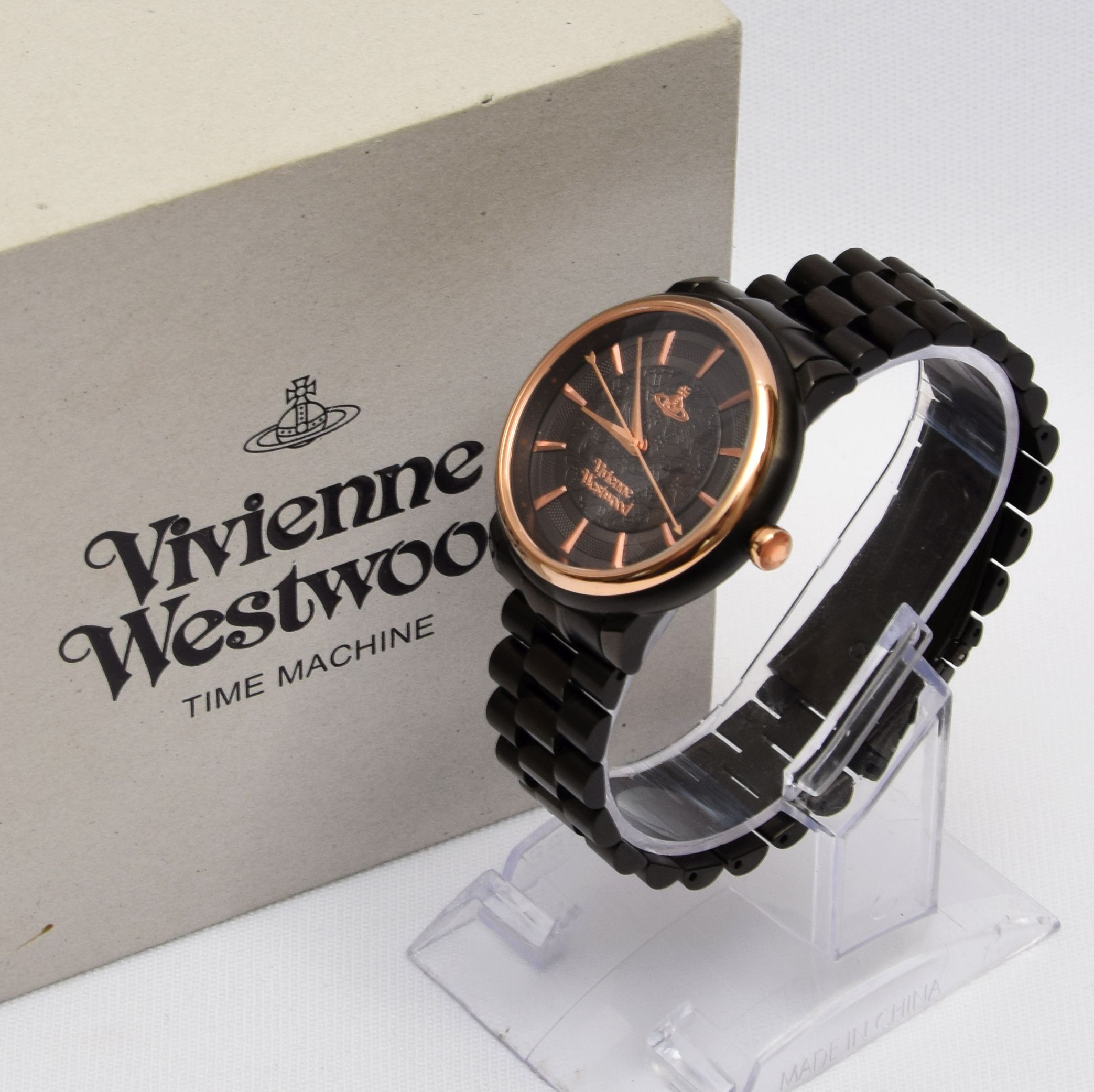 Product photo for Vivienne Westwood Vivienne Westwood Shoreditch Quartz Black/Rose Gold Tone Ladies Watch Boxed (U)