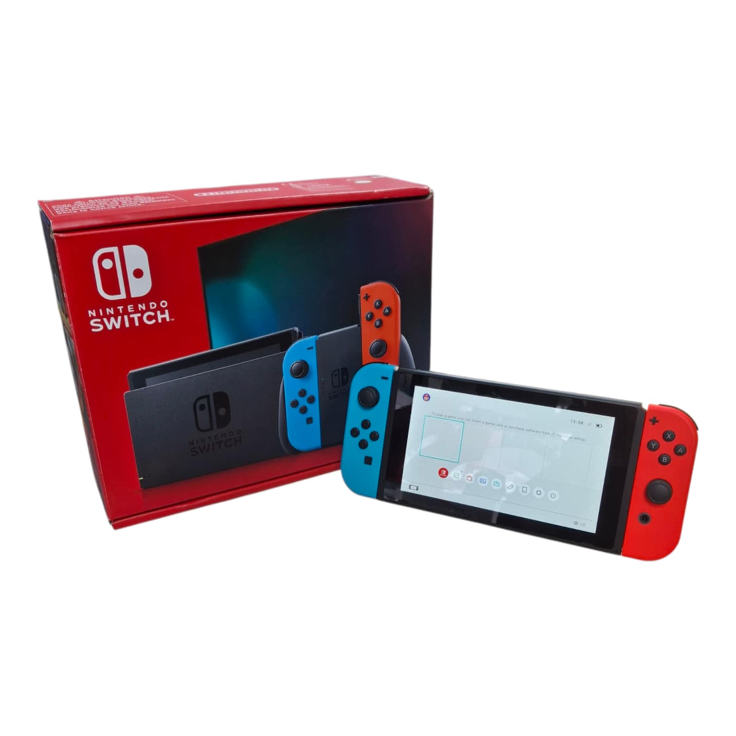 Product photo for Switch Console, 32GB HAC-001-01 + Neon Red/Blue Joy-Con, Boxed