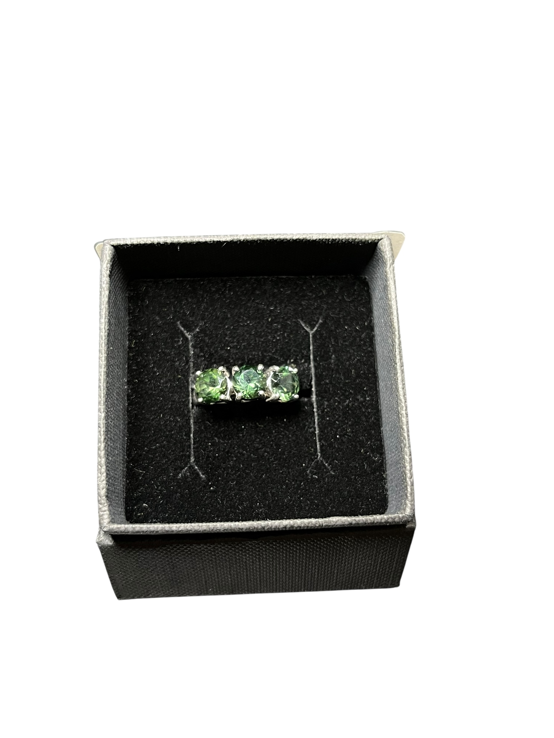 Product photo for 9ct Gold Three-Stone Green Tourmaline Ring –