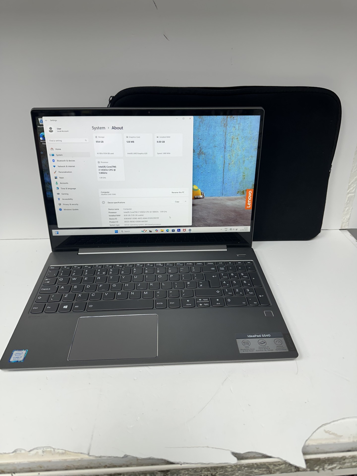 Product photo for lenovo ideapad slim 5 8gb ram 1tb ssd windows 11 intel core i7-8565u CPU @ 1.80GHz grey unboxed