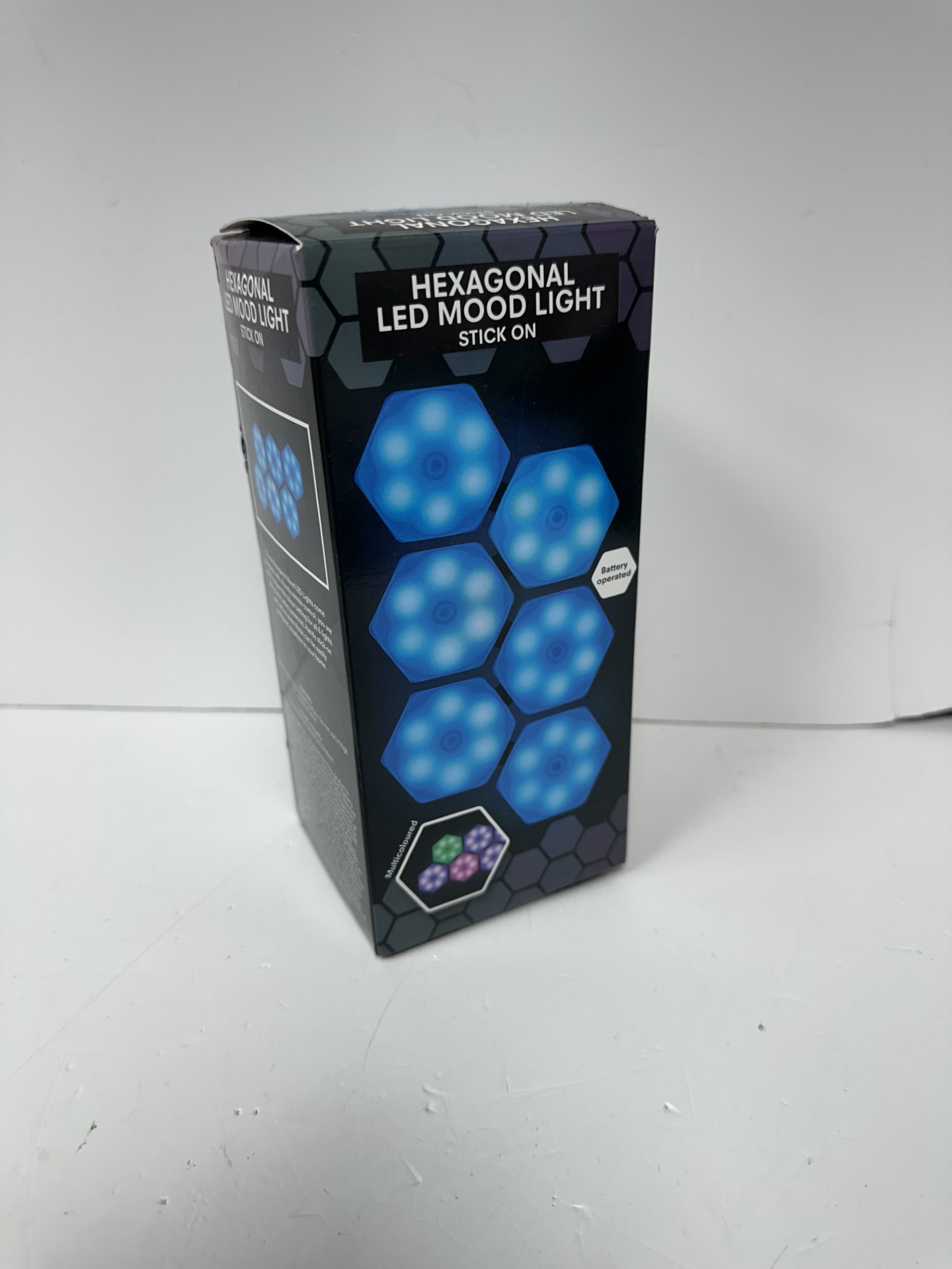 Product photo for hexagonal led mood light stick on boxed