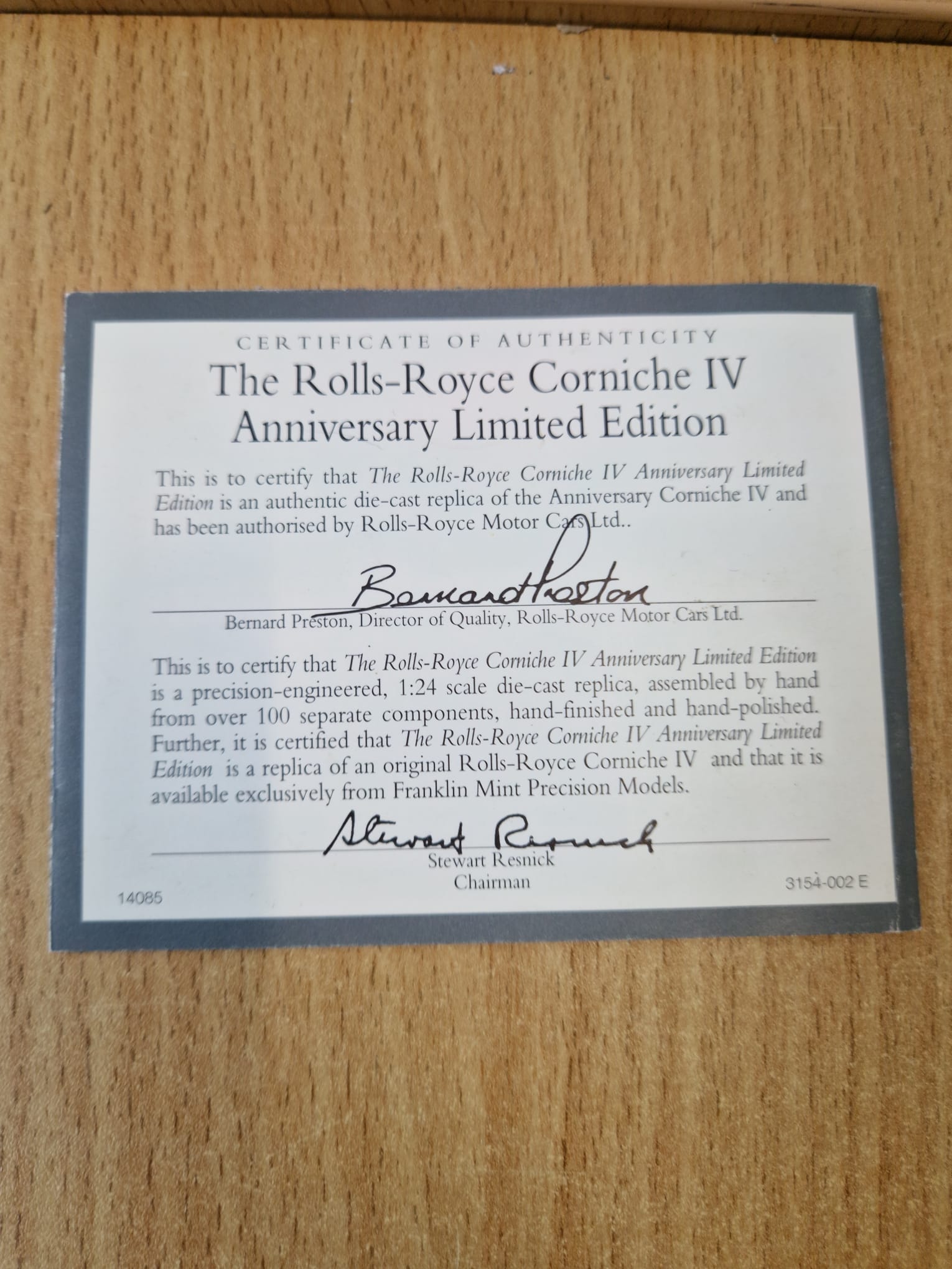 Product photo for Franklin Mint  Franklin Mint Rolls Royce Corniche IV Anniversary – Limited Edition Boxed