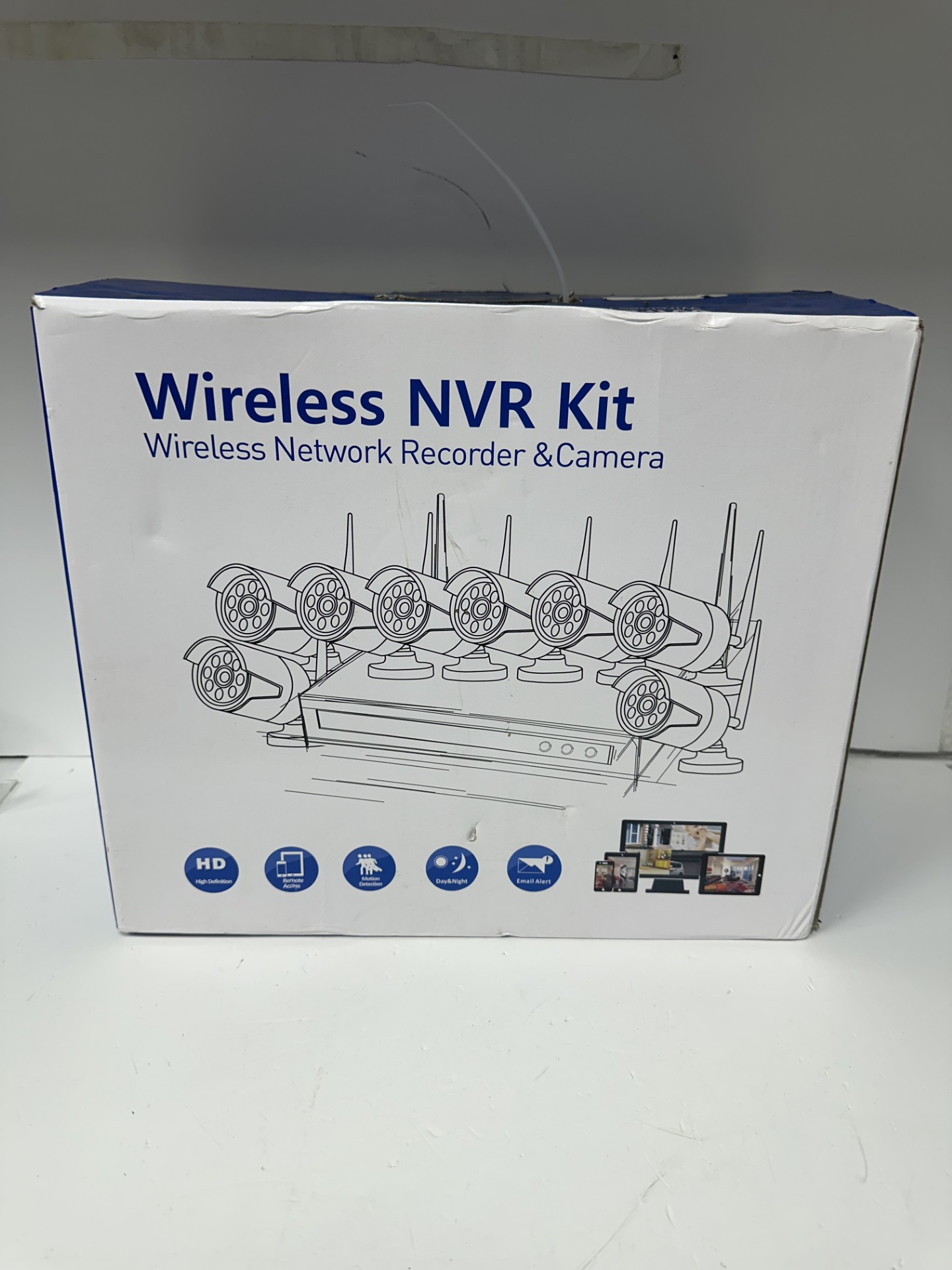 Product photo for wireless nvr kit camera and recorder boxed
