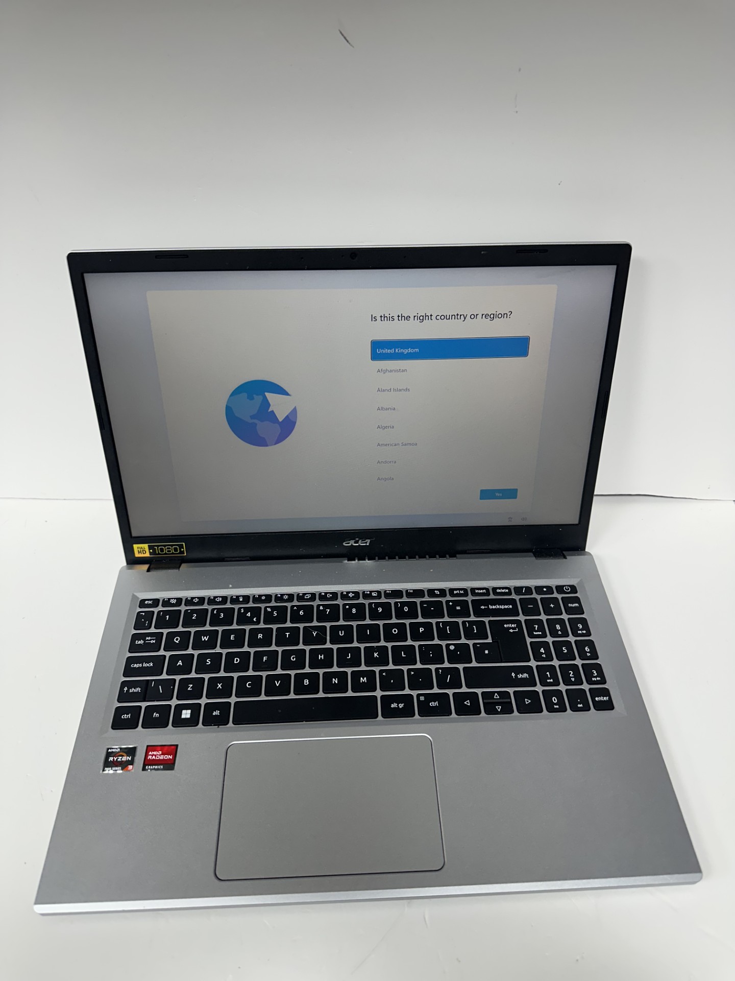 Product photo for acer aspire a3 15 8gb ram 256gb SSD windows 11 amd Ryzen 3 7320u with radeon graphics @2.40GHz unboxed