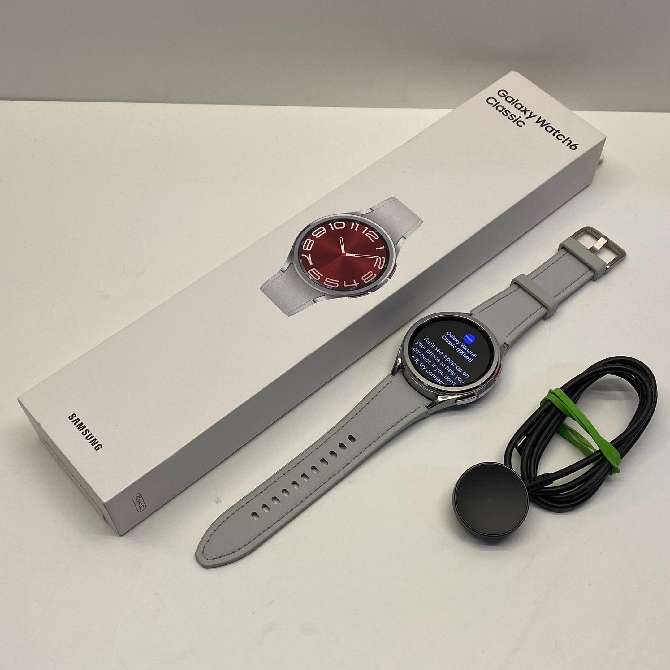 Product photo for Samsung Galaxy Watch6 Classic 43mm Model SM-R955F Silver Boxed