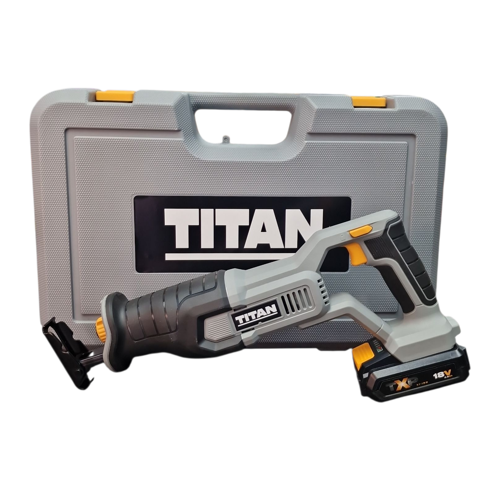 Product photo for Titan TTI880RSP 18V 1 x 2.0Ah Li-Ion TXP Cordless Reciprocating Saw