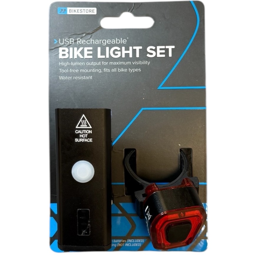 Product photo for New: Bikestore Bike Light Set - USB Rechargeable
