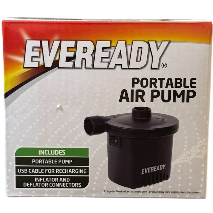 Product photo for New: Eveready Portable Air Pump - USB Rechargeable