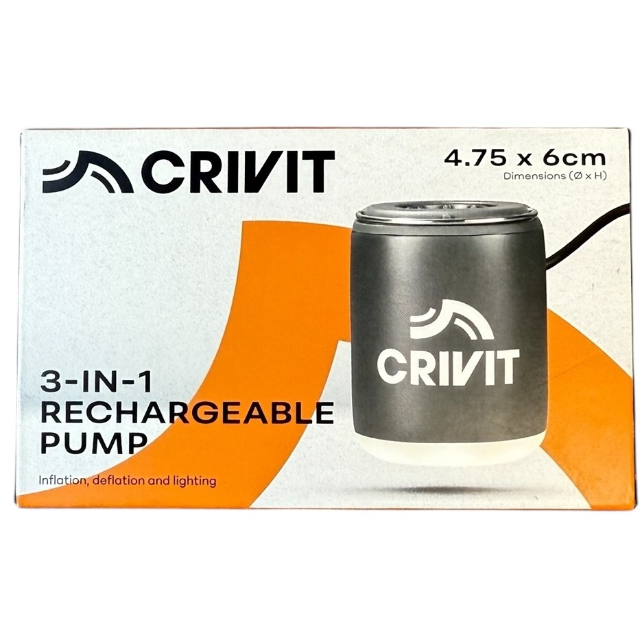 Product photo for New: Crivit 3-in-1 Rechargeable Pump - Black