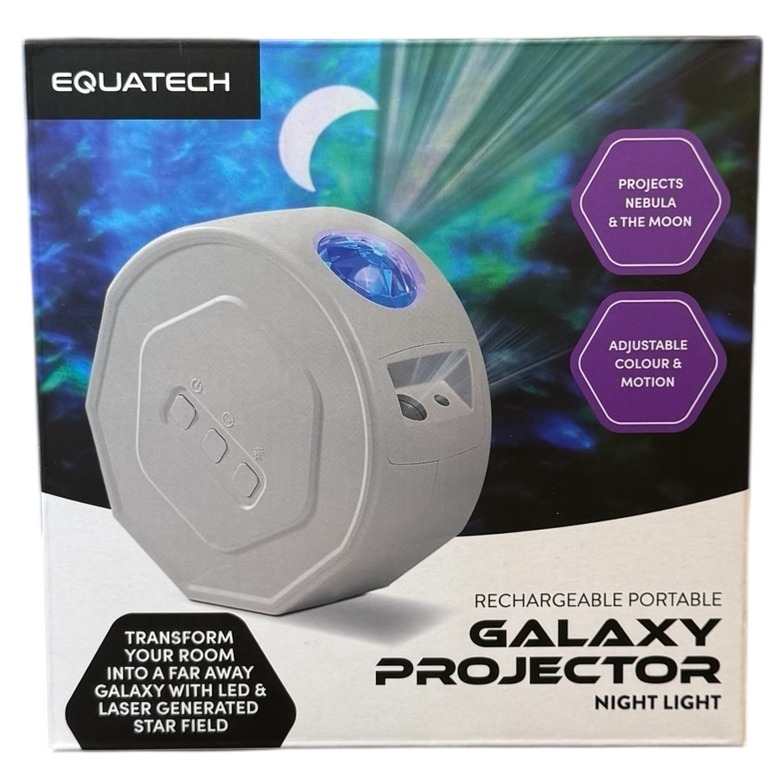 Product photo for New: Equatech Portable Galaxy Projector Night Light - Rechargeable