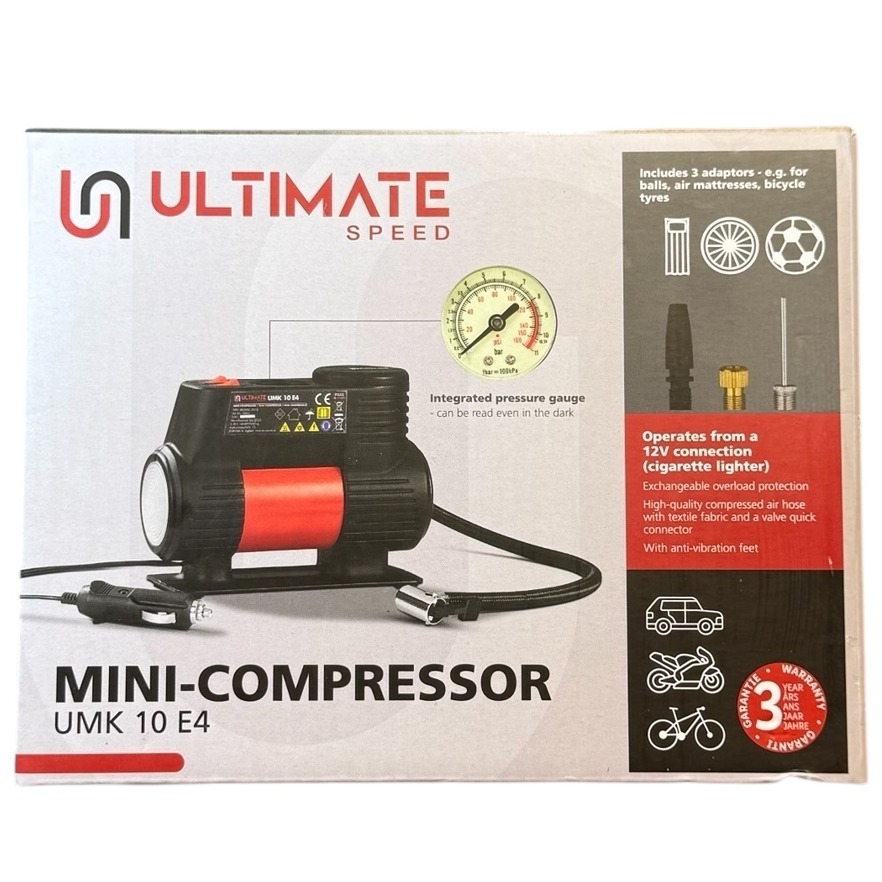 Product photo for New: Ultimate Speed Mini-Compressor UMK 10 E4 - 12V Connection