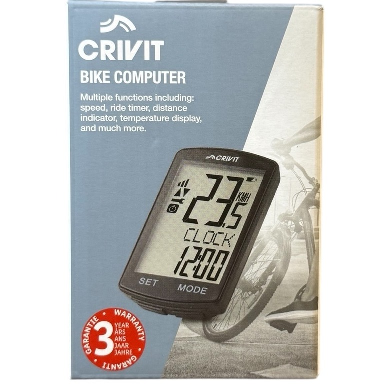 Product photo for New: Crivit Bike Computer - Speed, Distance, Temp, Time + More