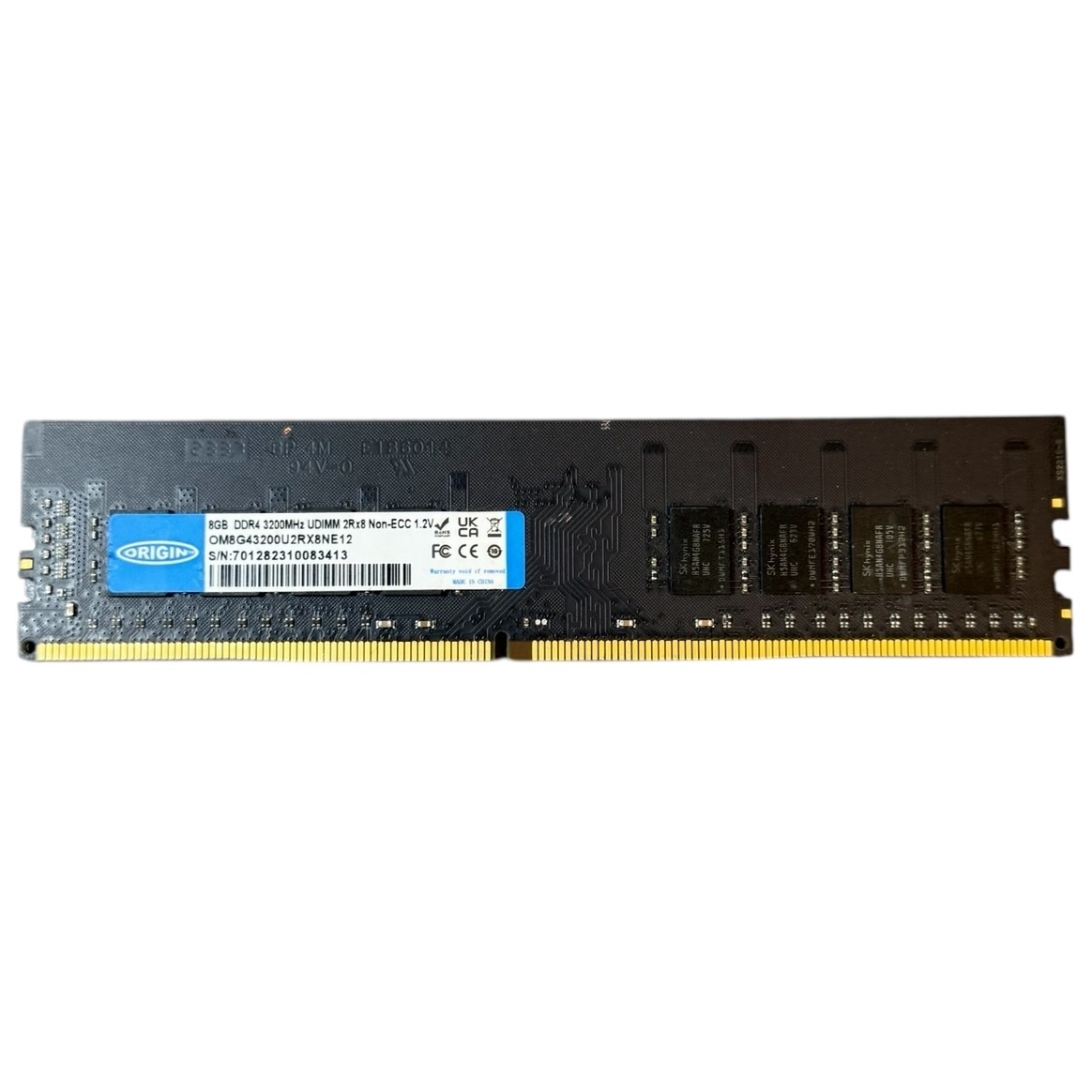 Product photo for Origin DDR4 UDIMM 3200MHz 8GB Ram
