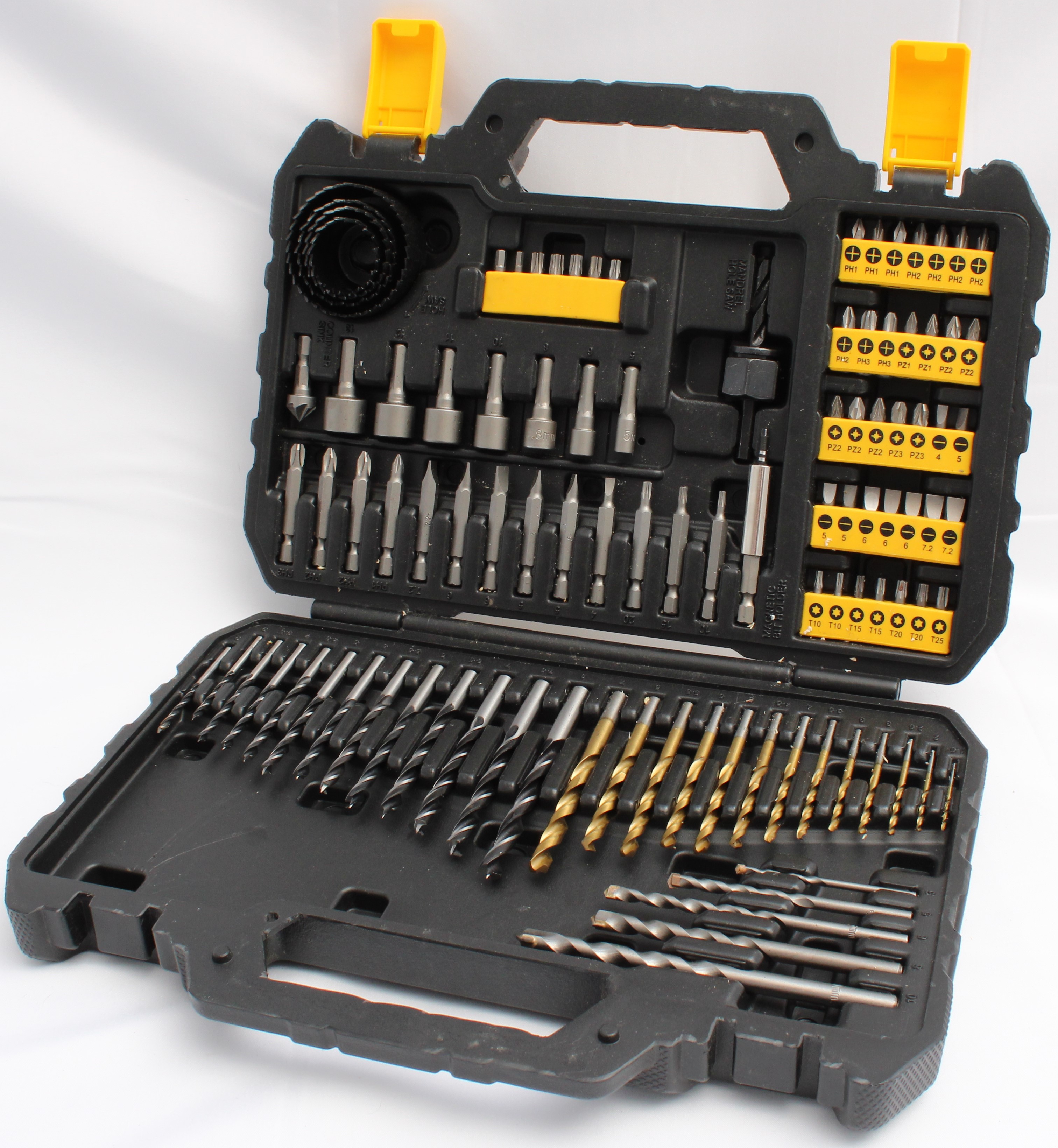 Product photo for Stanley STA88548-XJ 100 Piece Wooden, Metal & Masonry Drill Bit Set (U)