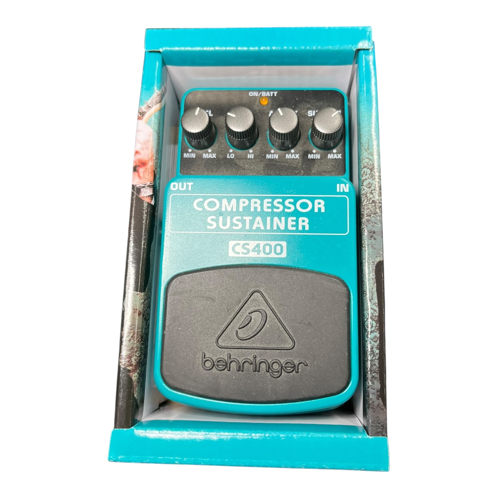 Product photo for Behringer CS400 Compressor Sustainer Guitar Effects Pedal – Boxed