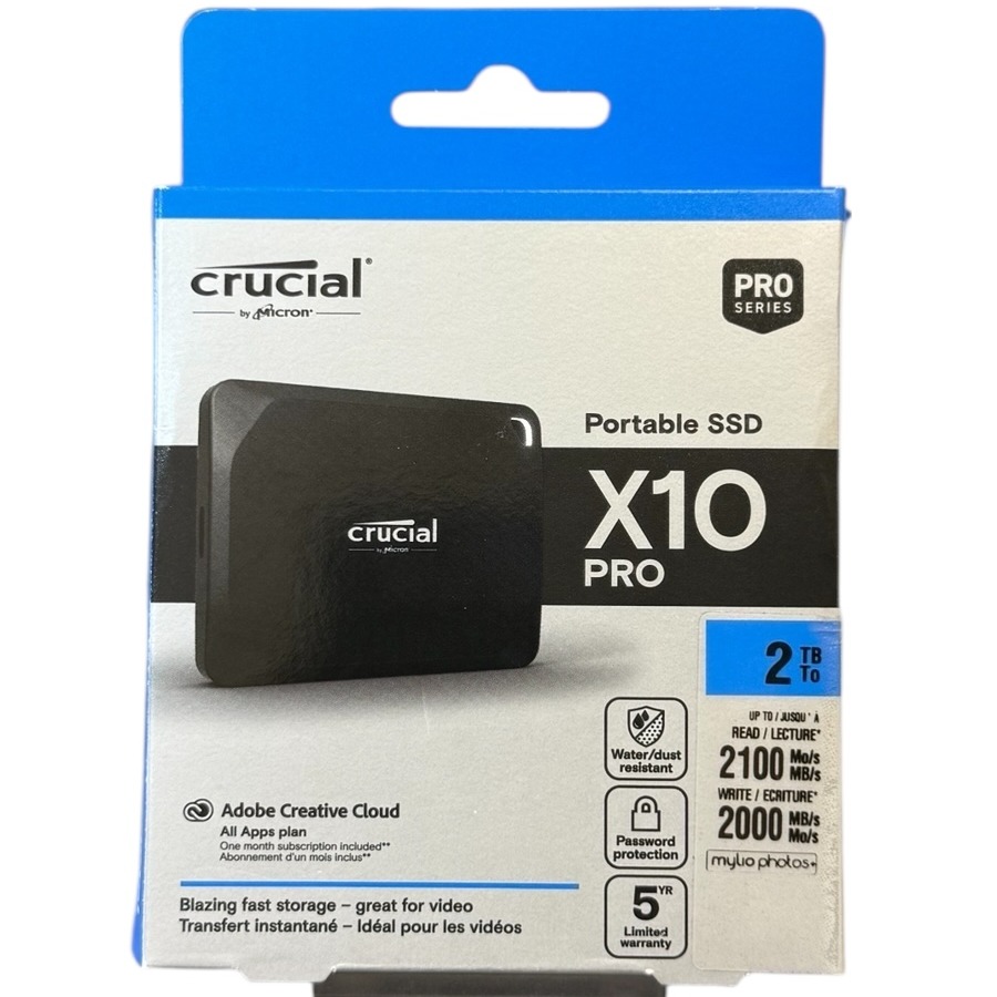 Product photo for Boxed: Crucial X10 Pro Portable SSD - 2TB, Black