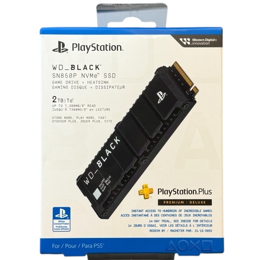 Product photo for New: WD_Black SN850P NVMe SSD W/ Heatsink For PlayStation 5 (2TB Storage)