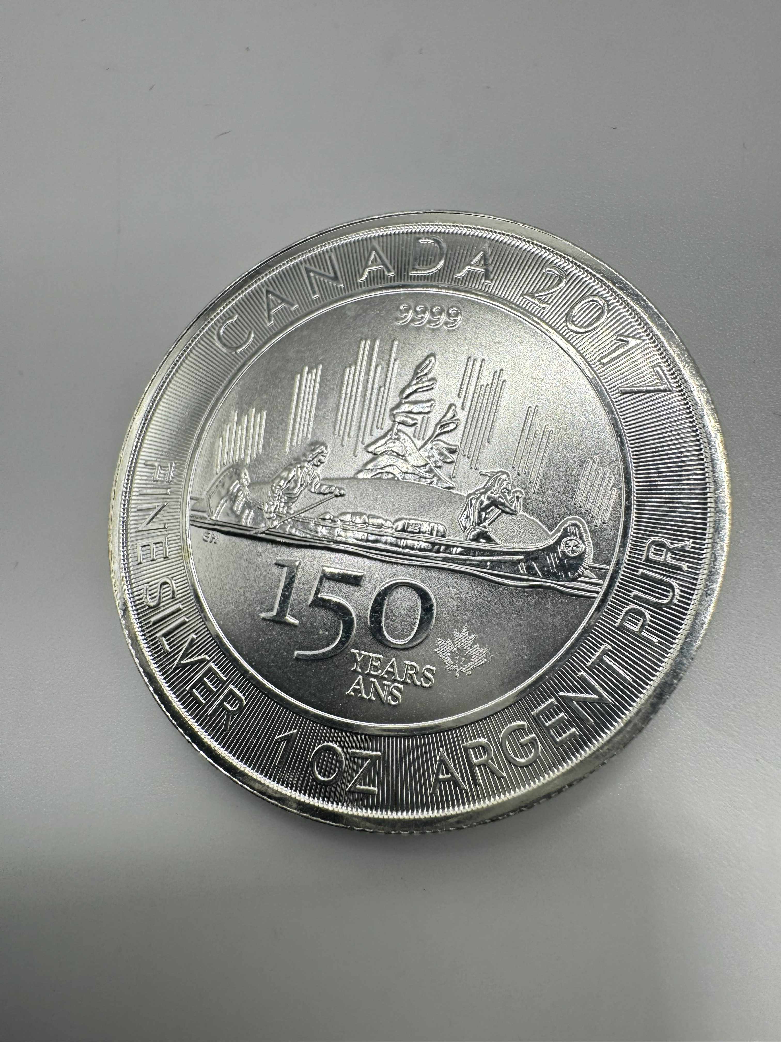 Product photo for Silver 2017 Canadian 150th Anniversary Voyageur 1oz Coin