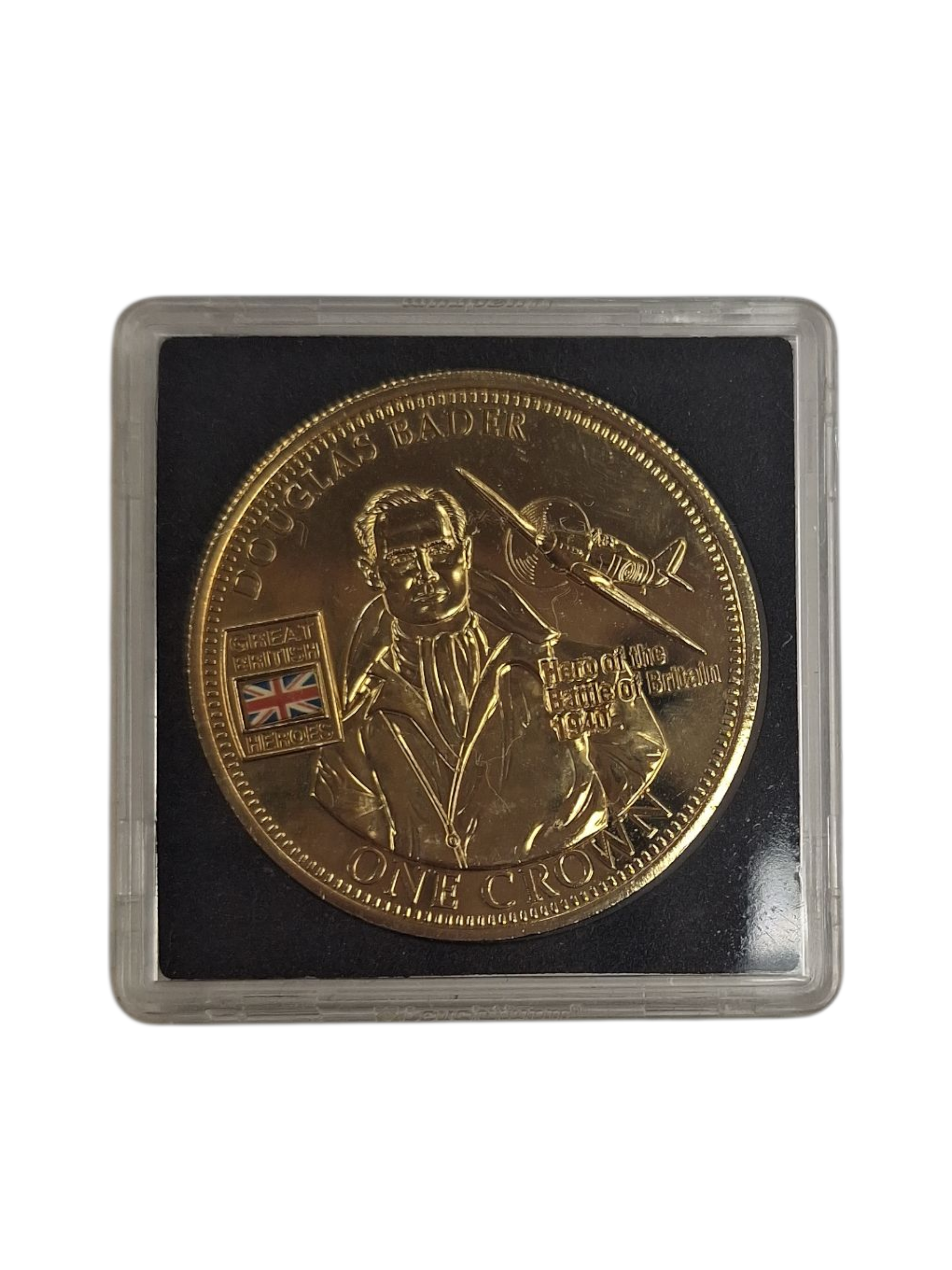 Product photo for WW2 DOUGLAS BADER BATTLE OF BRITAIN MILITARY AIRCRAFT COIN CROWN 2010