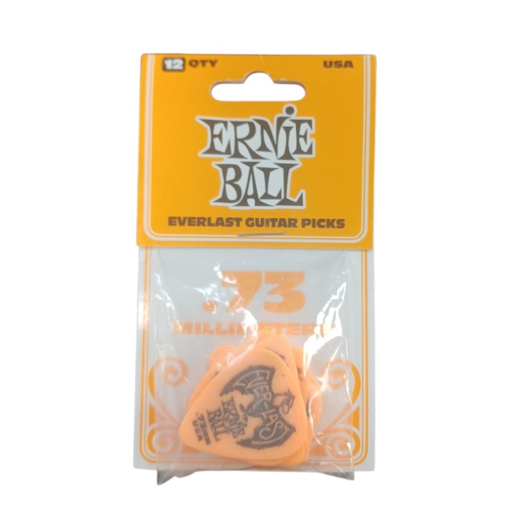 Product photo for EB EVERLAST PICKS 12-PACK ORANGE .73MM