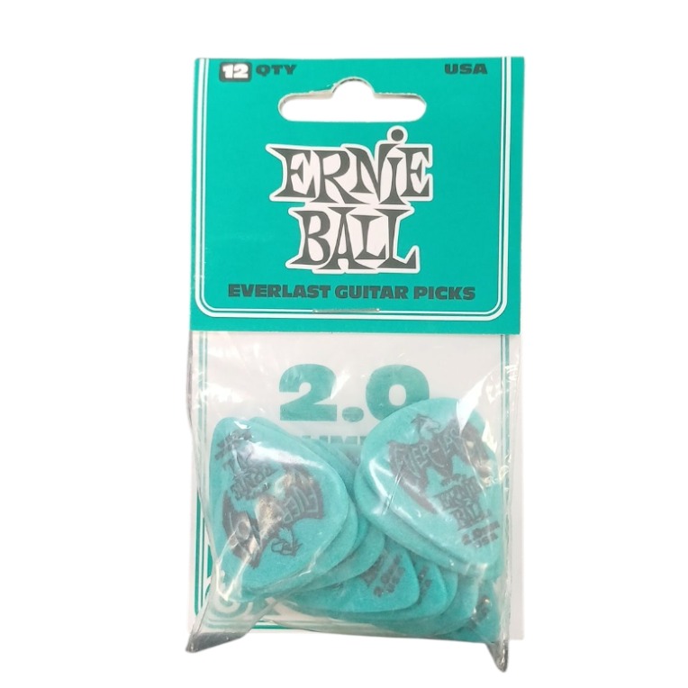 Product photo for EB EVERLAST PICKS 12-PACK TEAL 2.0MM