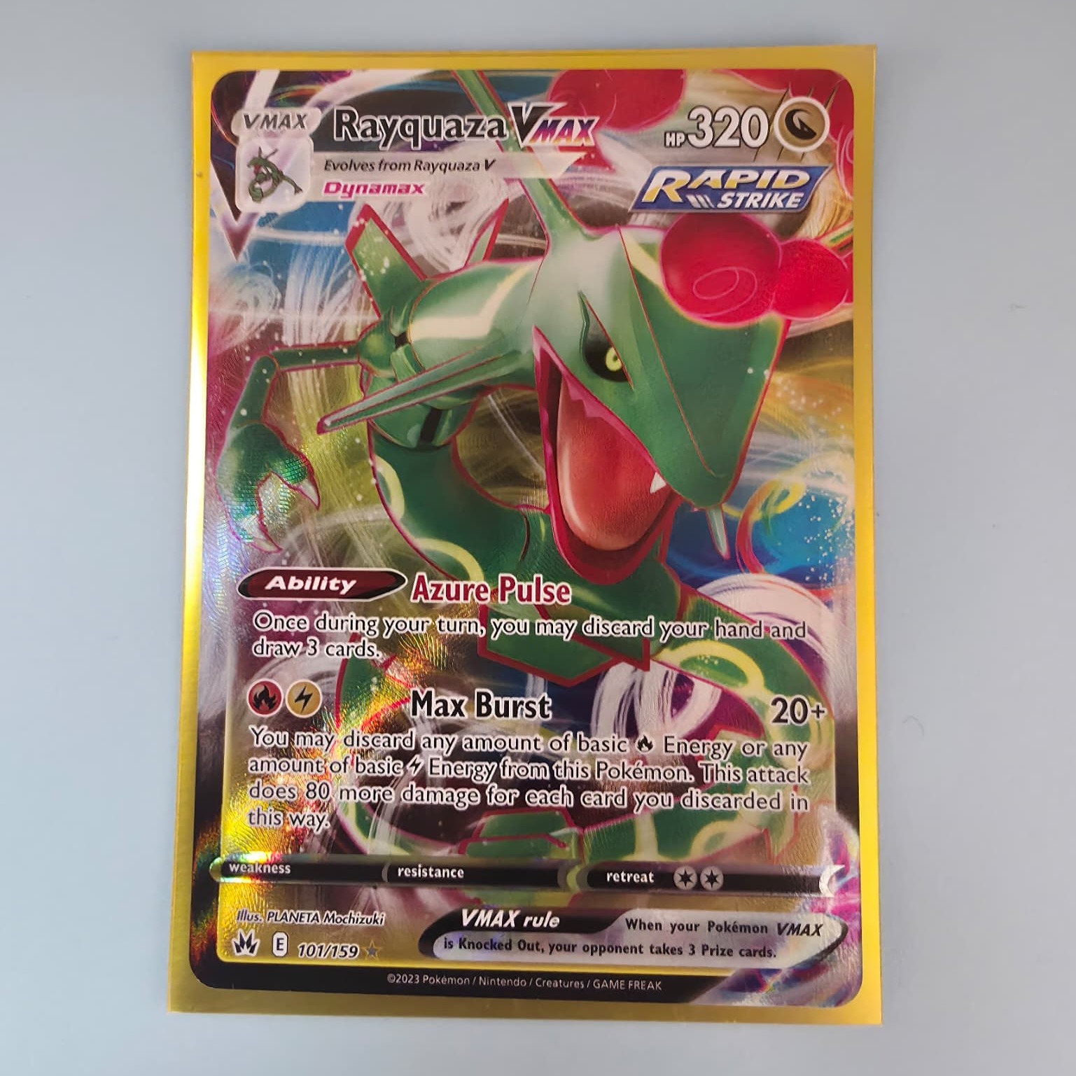 Product photo for Rayquaza VMAX 101/159 – Ultra Rare Crown Zenith Pokémon Card - NM