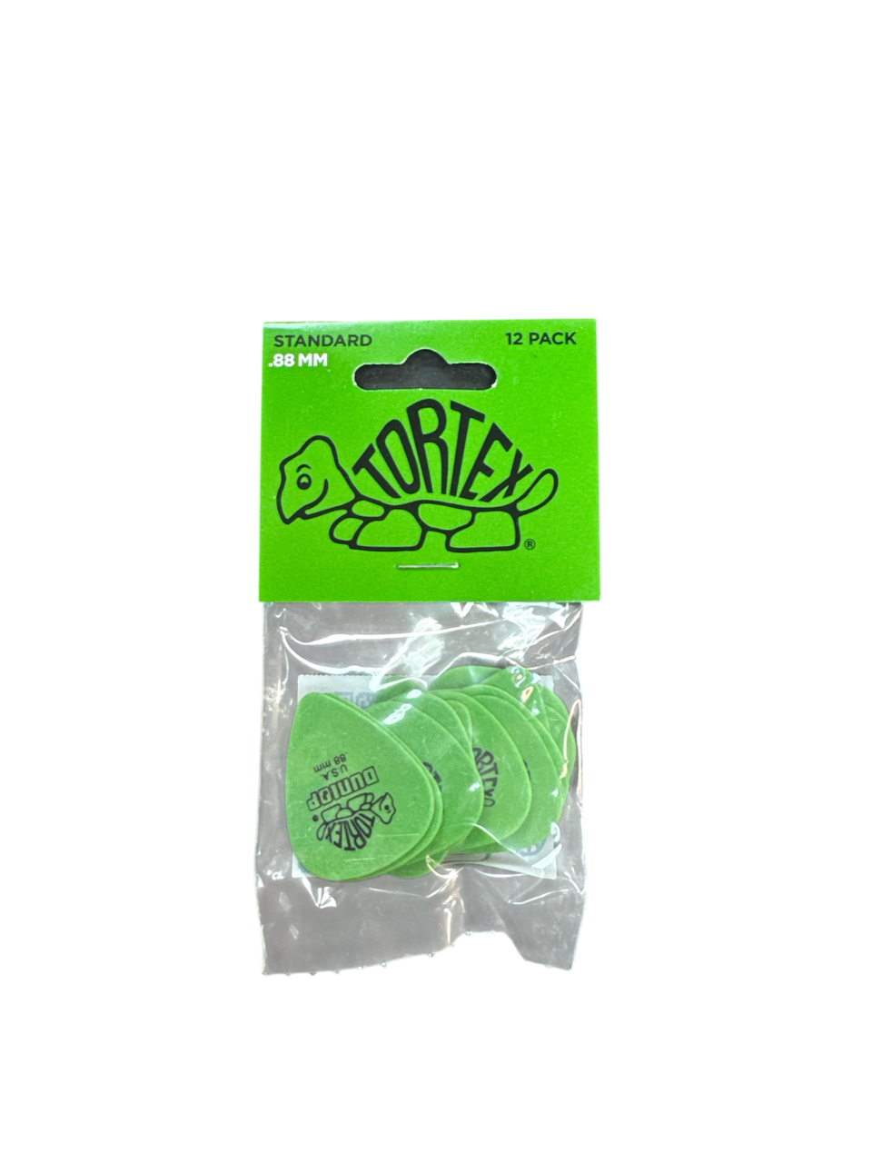 Product photo for Dunlop Picks Tortex Standard Green 0.88mm pack 12