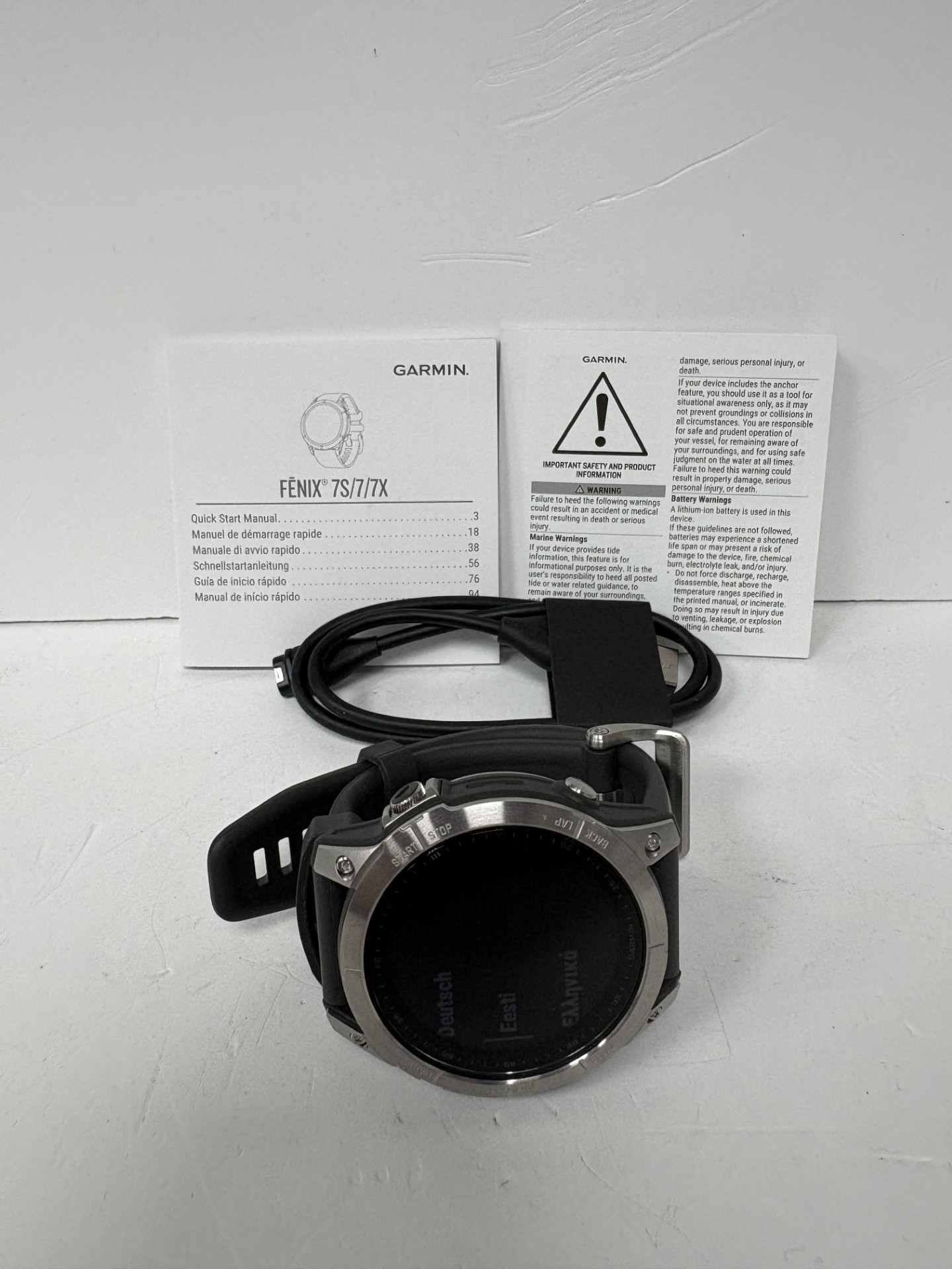 Product photo for garmin Garmin Fenix 7 gps smart watch grey unboxed with charger