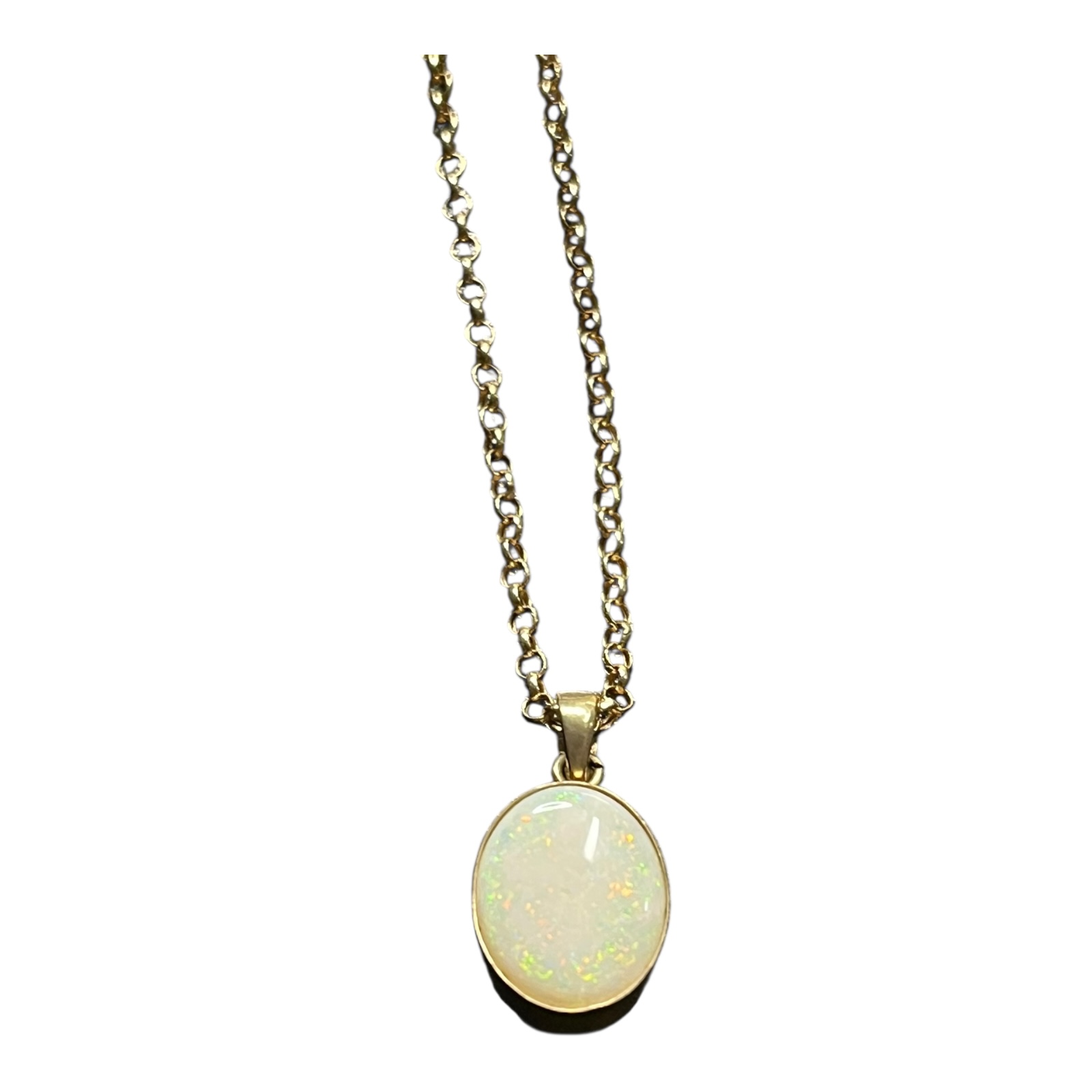 Product photo for 9ct Gold Oval Opal Pendant on 18