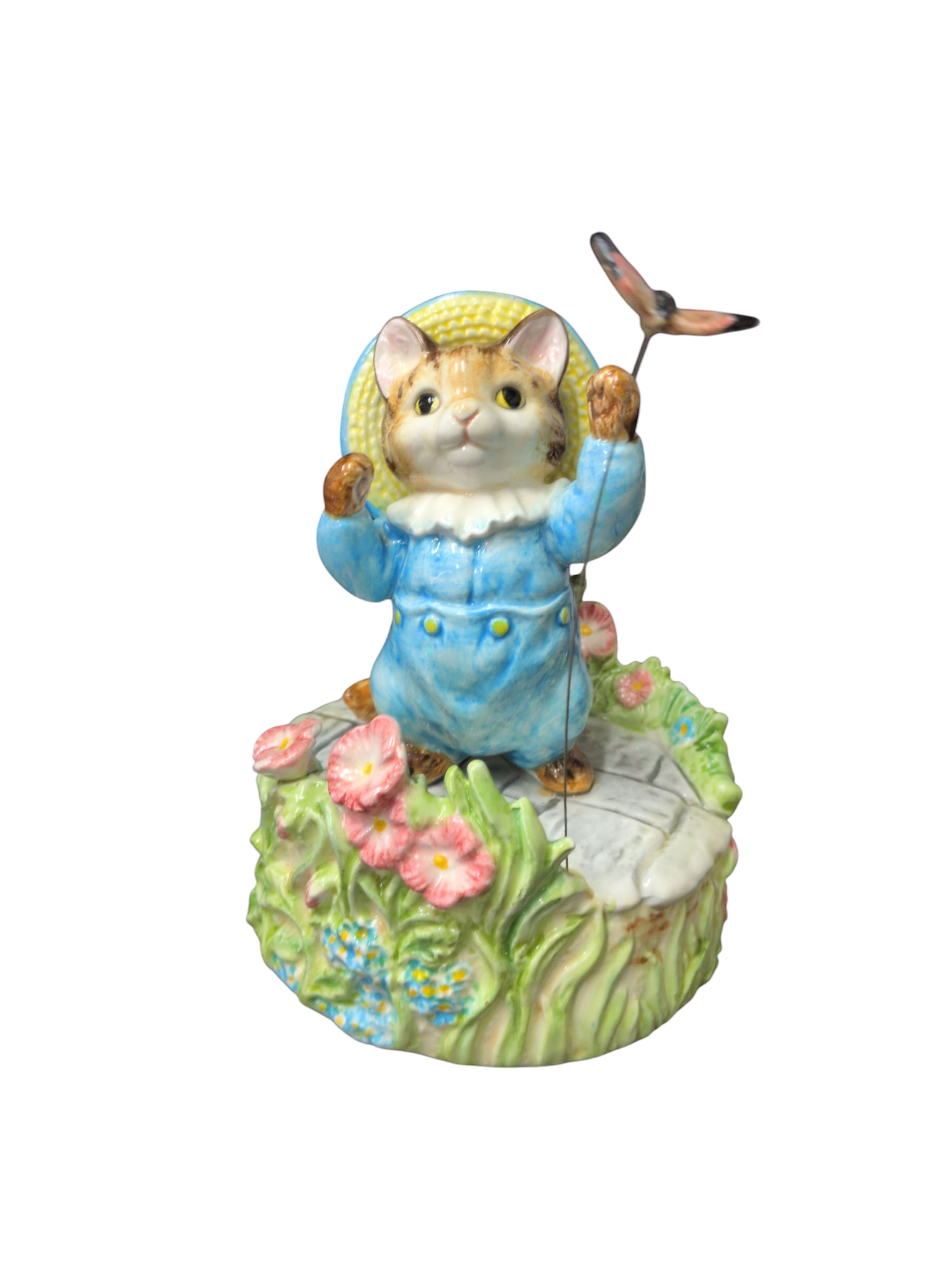 Product photo for Vintage 1996 Beatrix Potter Miss Moppet Musical Box Figurine Frederick Warne
