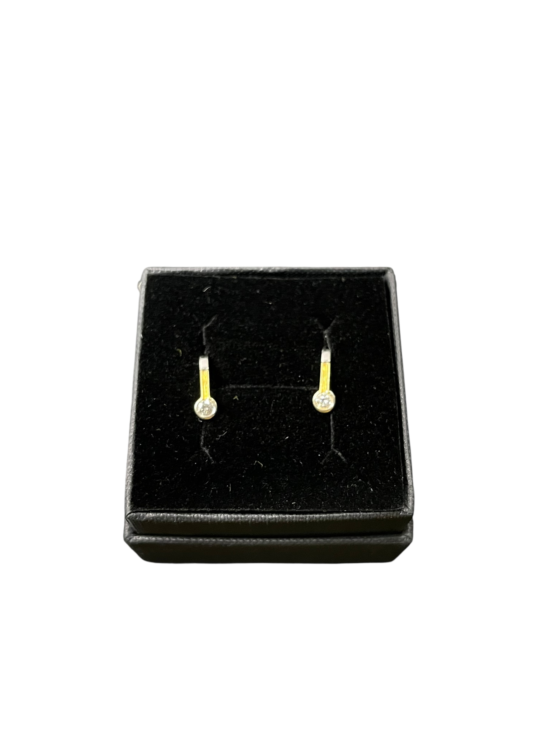 Product photo for 18ct Gold VS Diamond Huggie Earrings – Rub Over Setting With Appraisal Sheet
