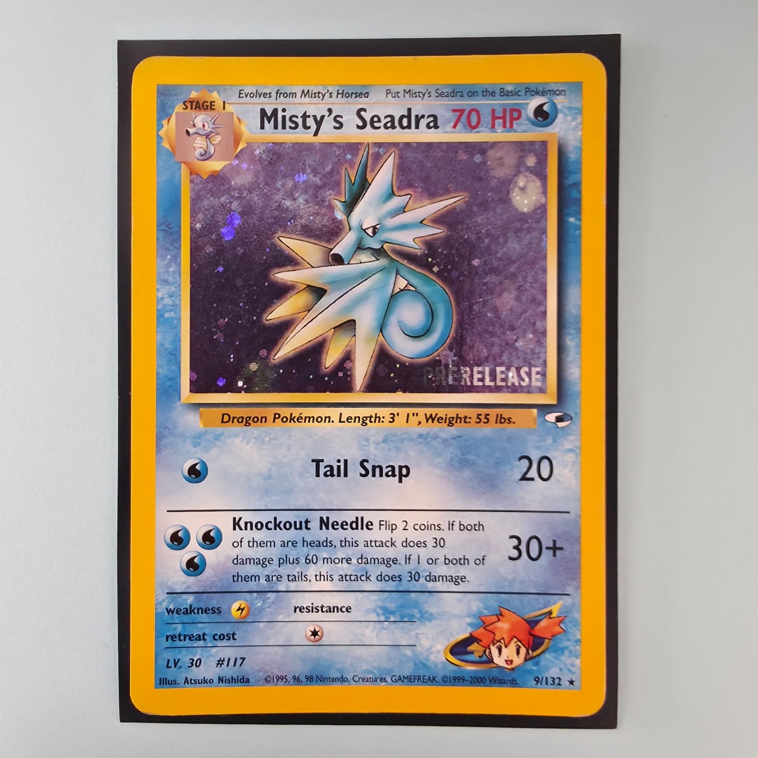 Product photo for Misty's Seadra – 9/132 Holo Rare Gym Heroes 2000 Pokémon TCG English