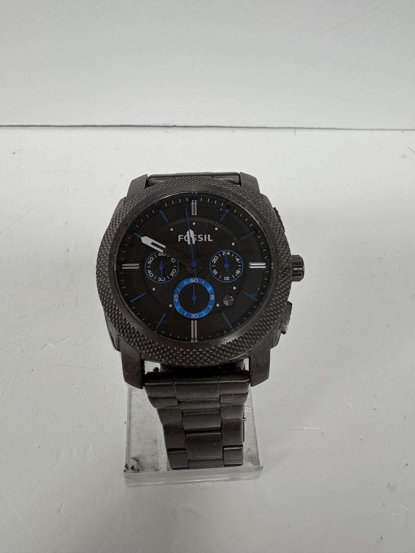 Product photo for fossil watch fs4931 grey/blue unboxed