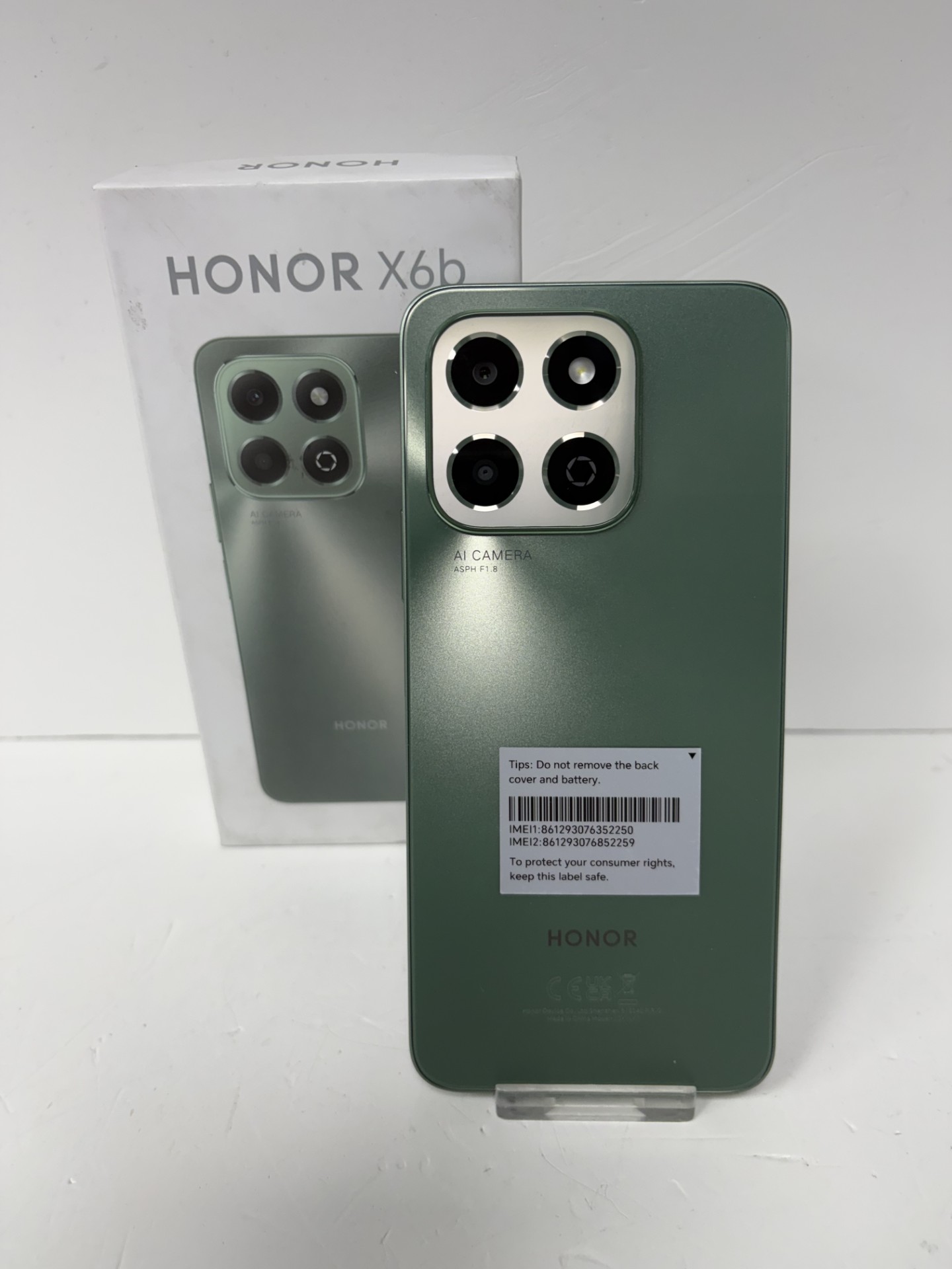 Product photo for honor x6b 128gb green unlocked boxed