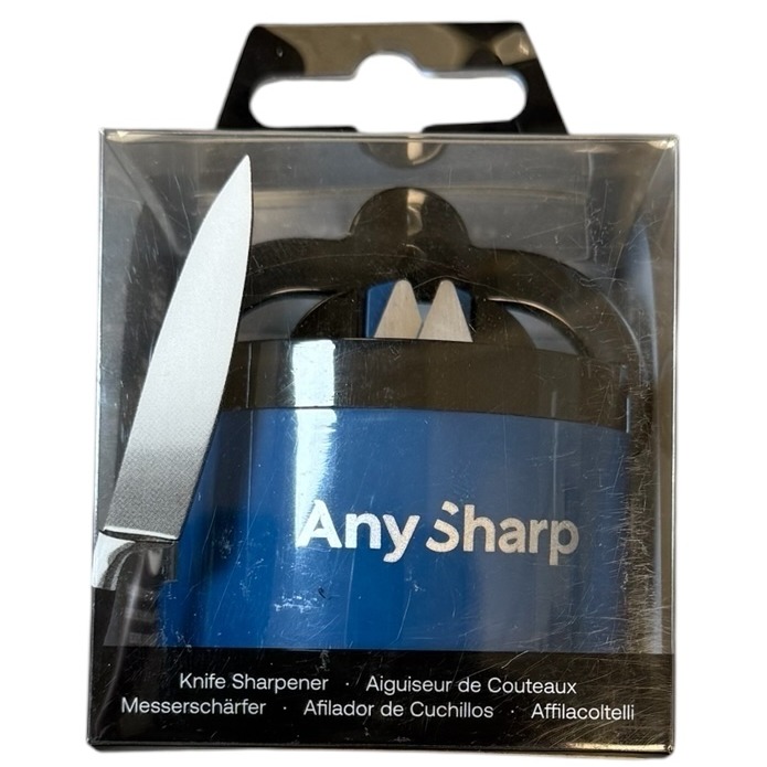 Product photo for New: Any Sharp Knife Sharpener - Hands Free W/ Suction Cup (Blue)