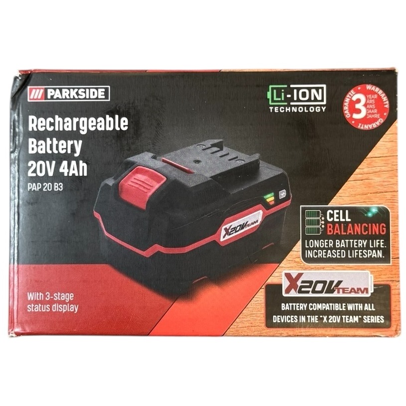 Product photo for New: Parkside Rechargeable Battery 20V 4Ah - X20V Team, PAP 20 B3