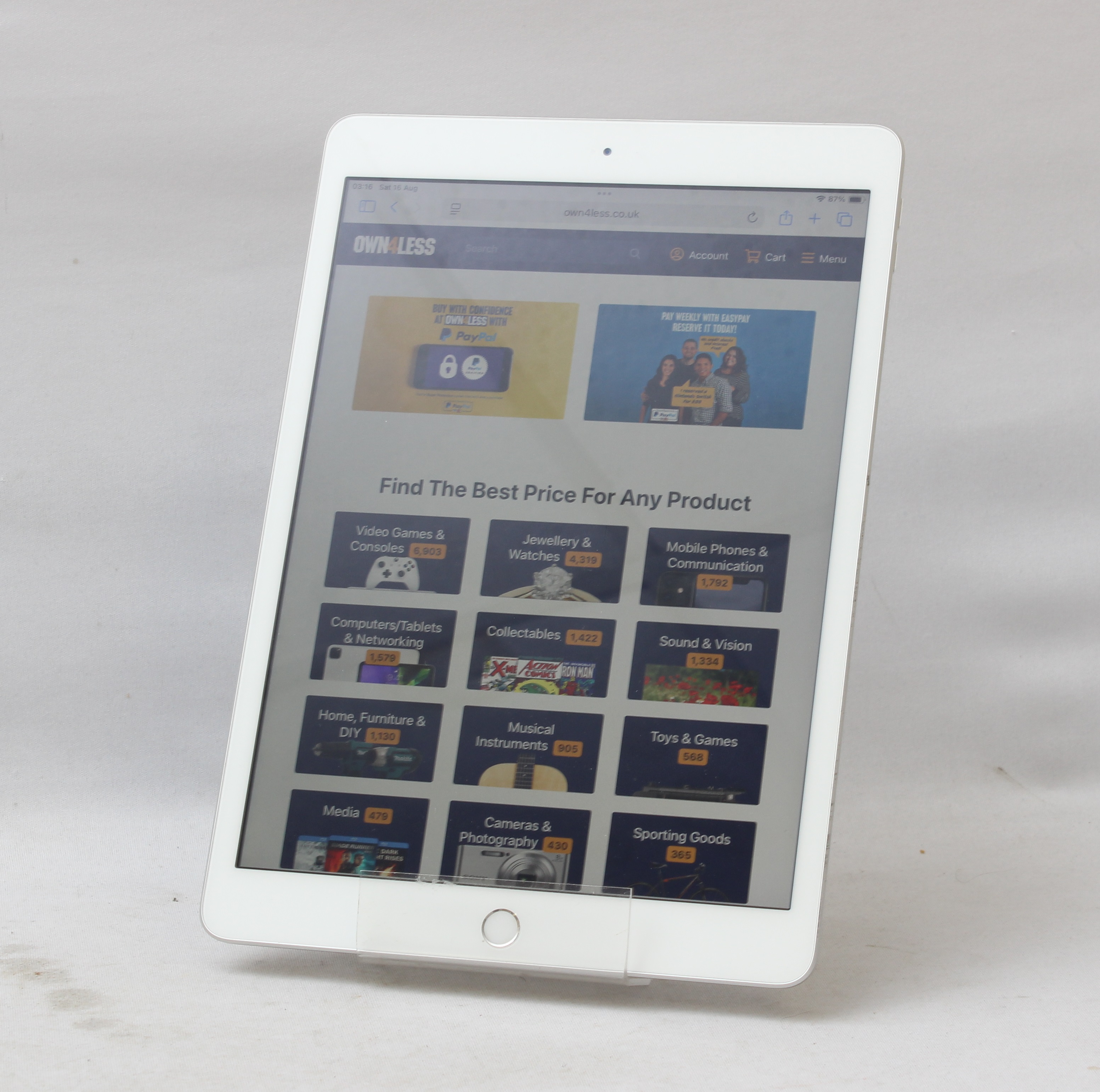 Product photo for Apple iPad 7th Generation 128GB Wi-Fi Tablet - BH 83% Silver (B)
