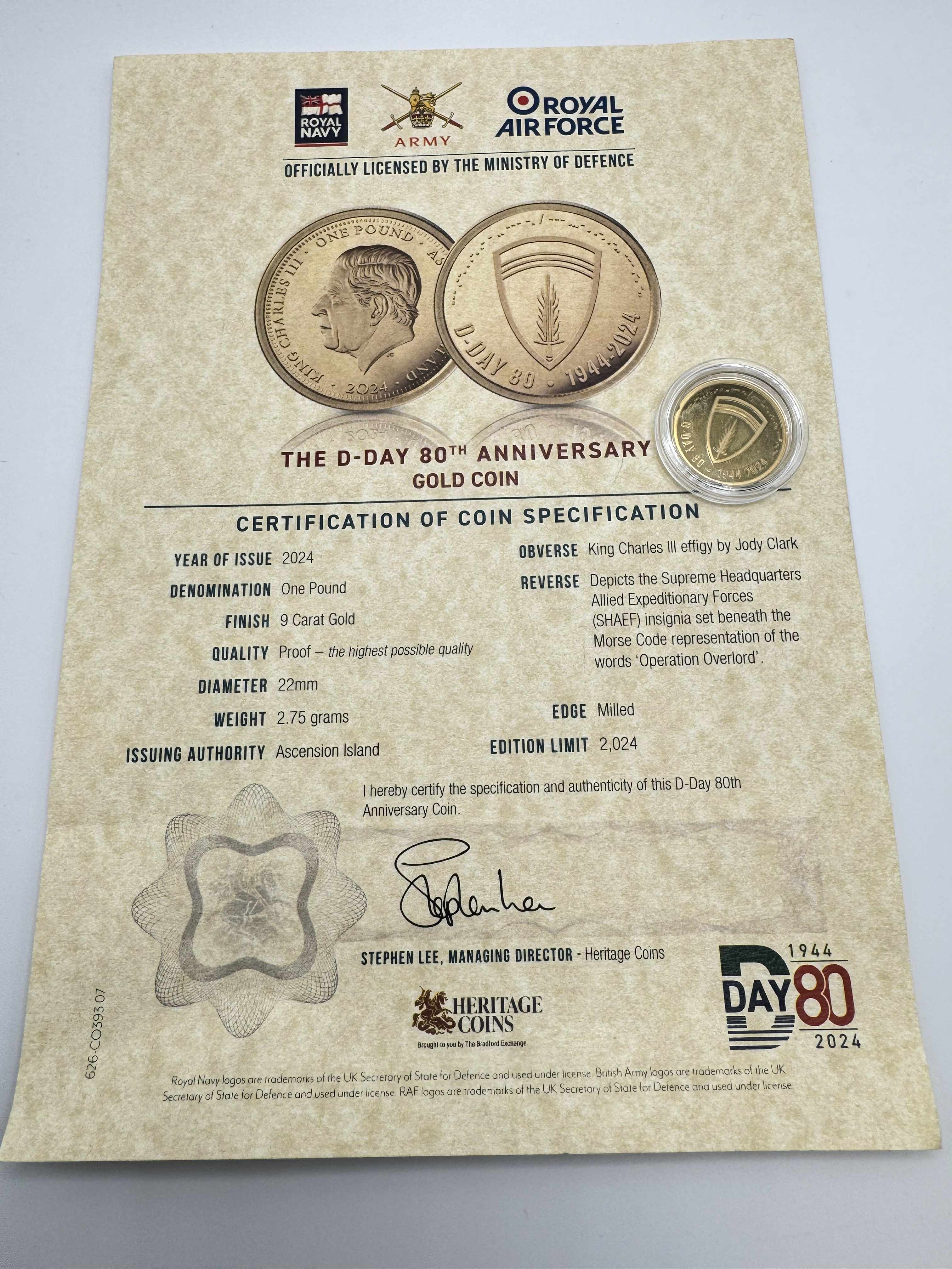 Product photo for The D-Day 80th Anniversary 9ct Gold Coin