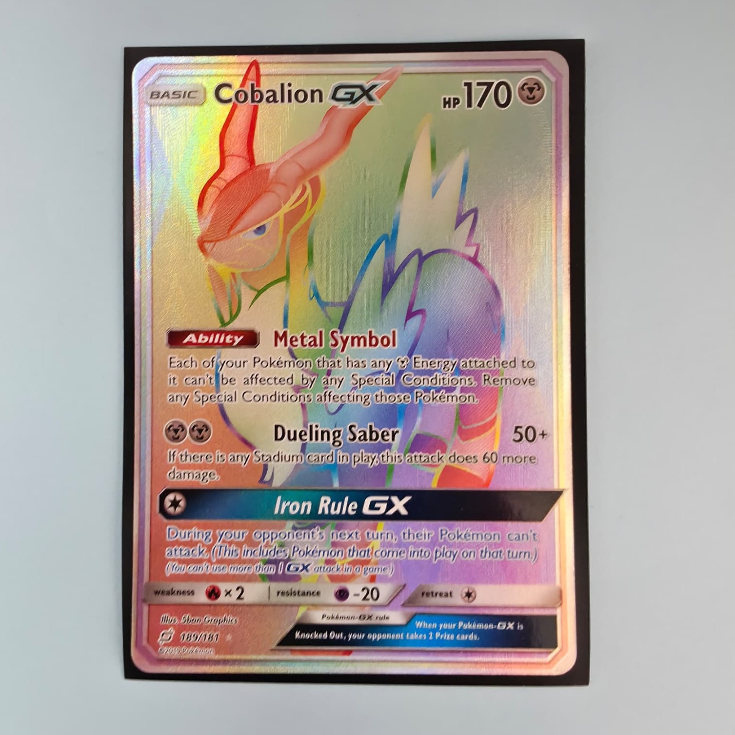 Product photo for Cobalion GX 189/181 - SM Team Up Secret Rare Holo Pokémon Card 2019