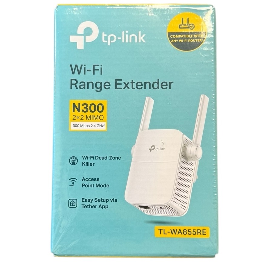 Product photo for New: TP-Link Wi-Fi Range Extender N300 2x2 MIMO 300Mbps, 2.5 GHz (TL-WA855RE)