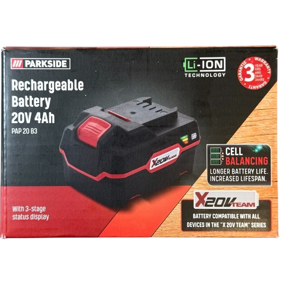 Product photo for New: Parkside Rechargeable Battery 20V 4Ah - X20V Team, PAP 20 B3