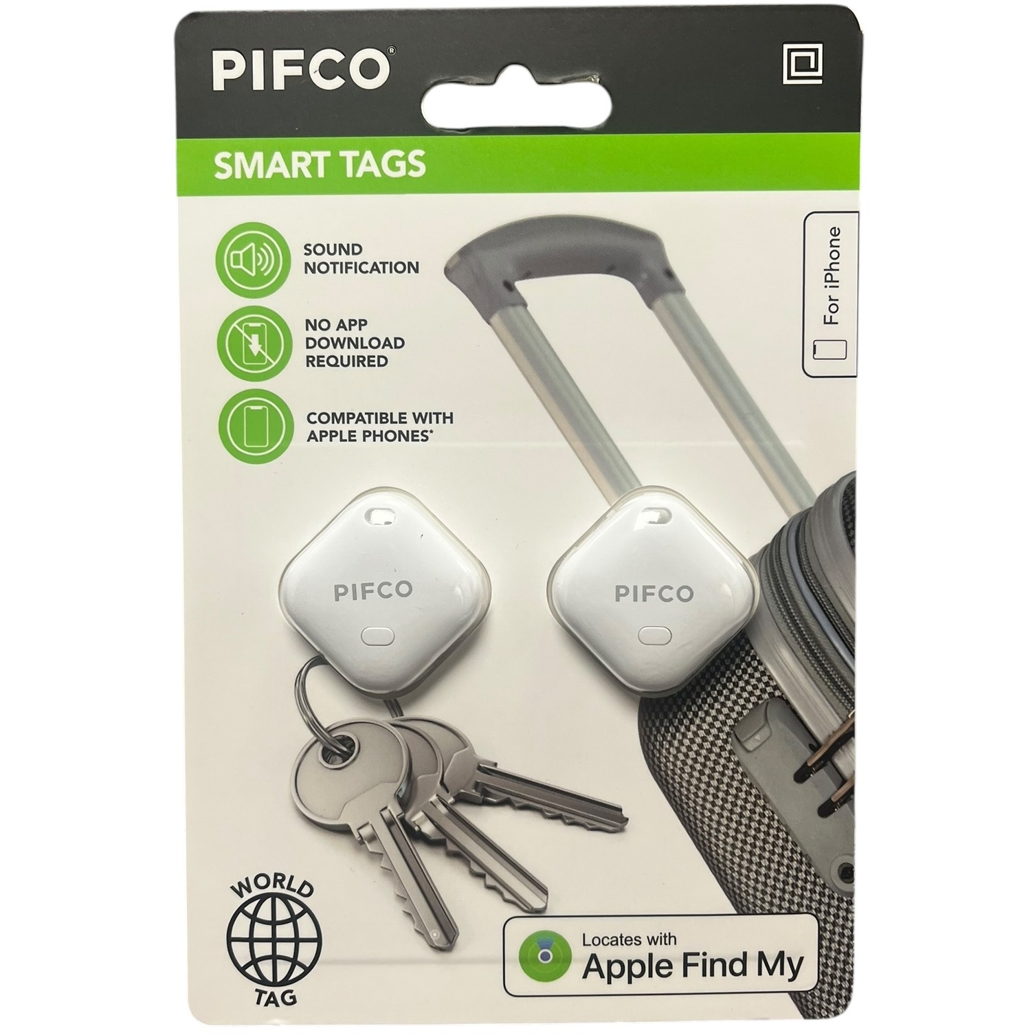 Product photo for New: Pifco Smart Tags - For Iphone Apple Find My (White Colour, No App Required)