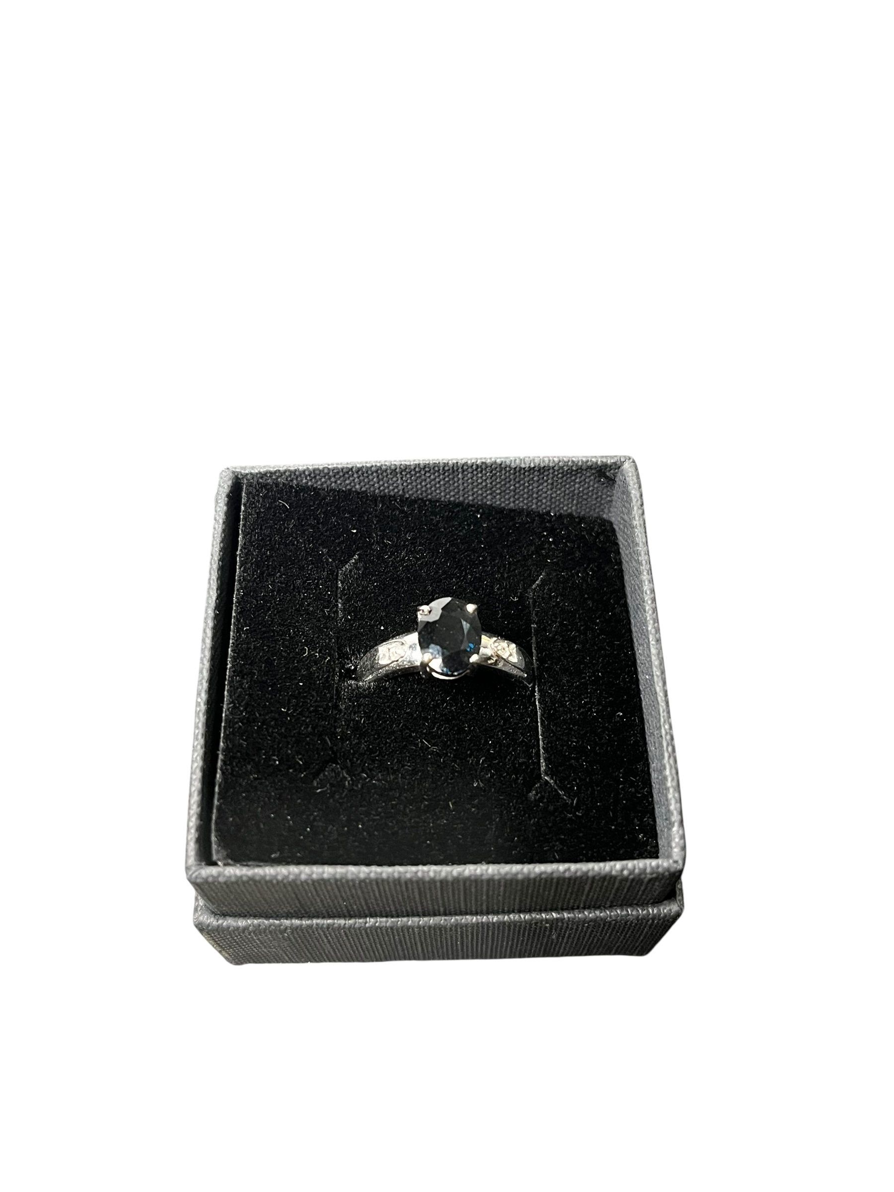 Product photo for 9ct Oval Sapphire & Diamond Ring – Size O With Appraisal Sheet