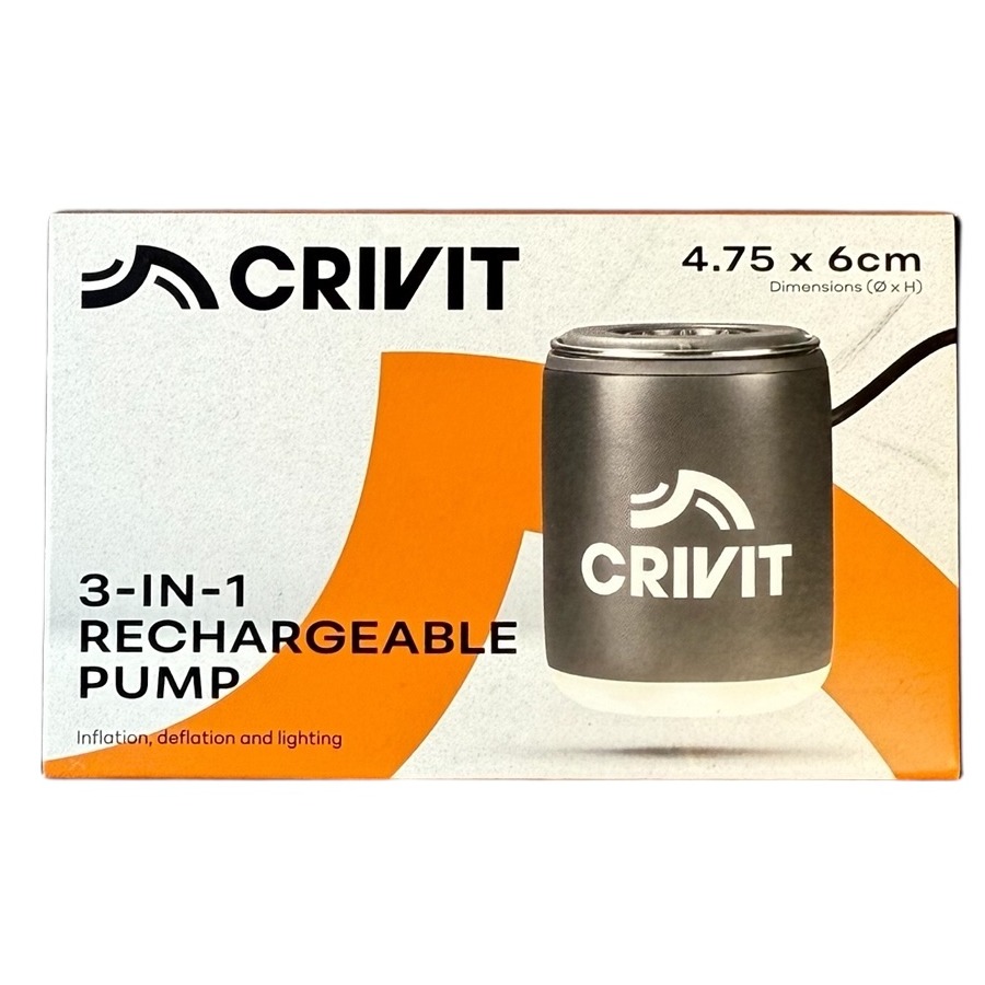 Product photo for New: Crivit 3-in-1 Rechargeable Pump - Black